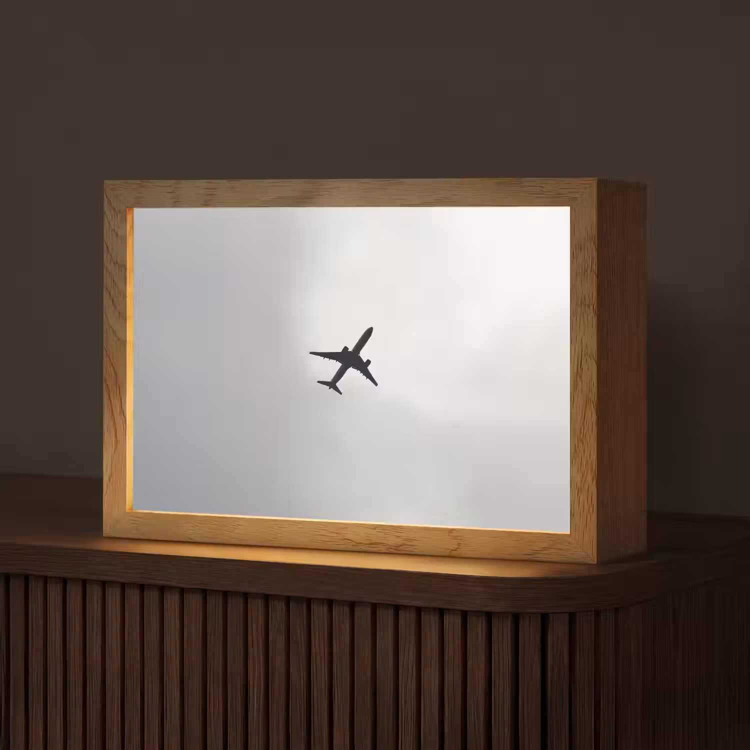Minimalistisch - Silhouet - Zwart - Vliegtuig Light Box met kabel (Tafellamp) klein -z3d_website