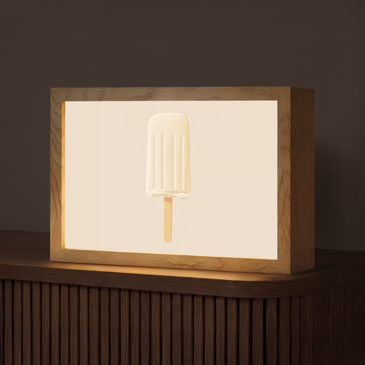 Minimalistisch - Waterijsje - Stokje - Beige Light Box met kabel (Tafellamp) klein -z3d_website