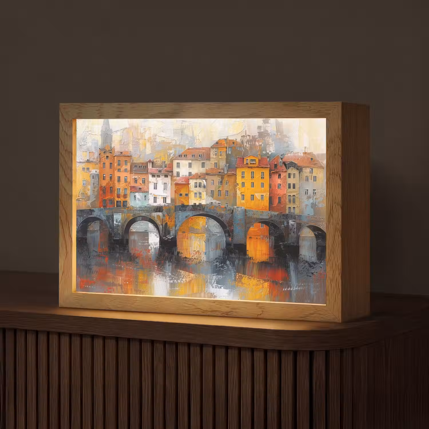 Gracht - Huizen - Kunst - Art Light Box met kabel (Tafellamp) klein -z3d_website