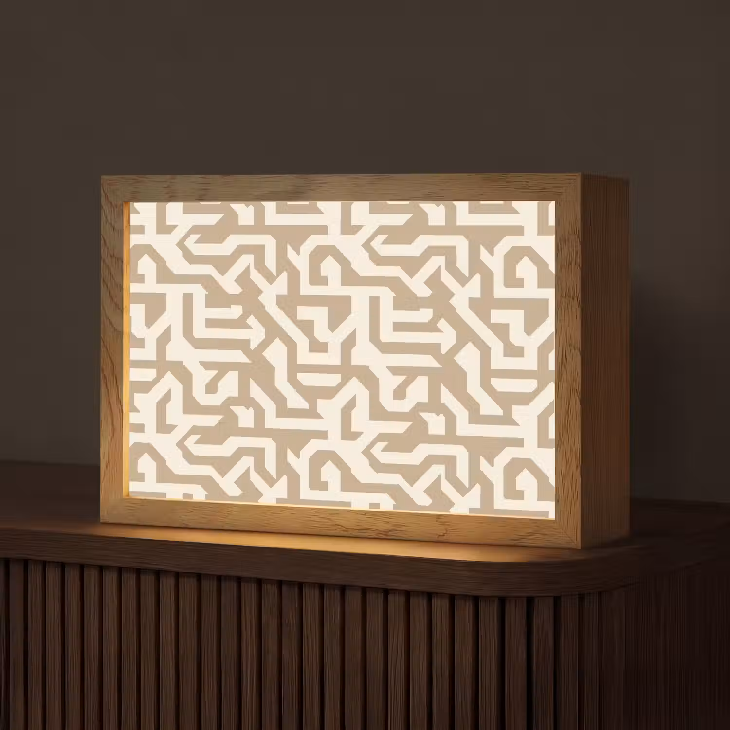Modern - Abstract - Beige Light Box met kabel (Tafellamp) klein 924 -z3d_website
