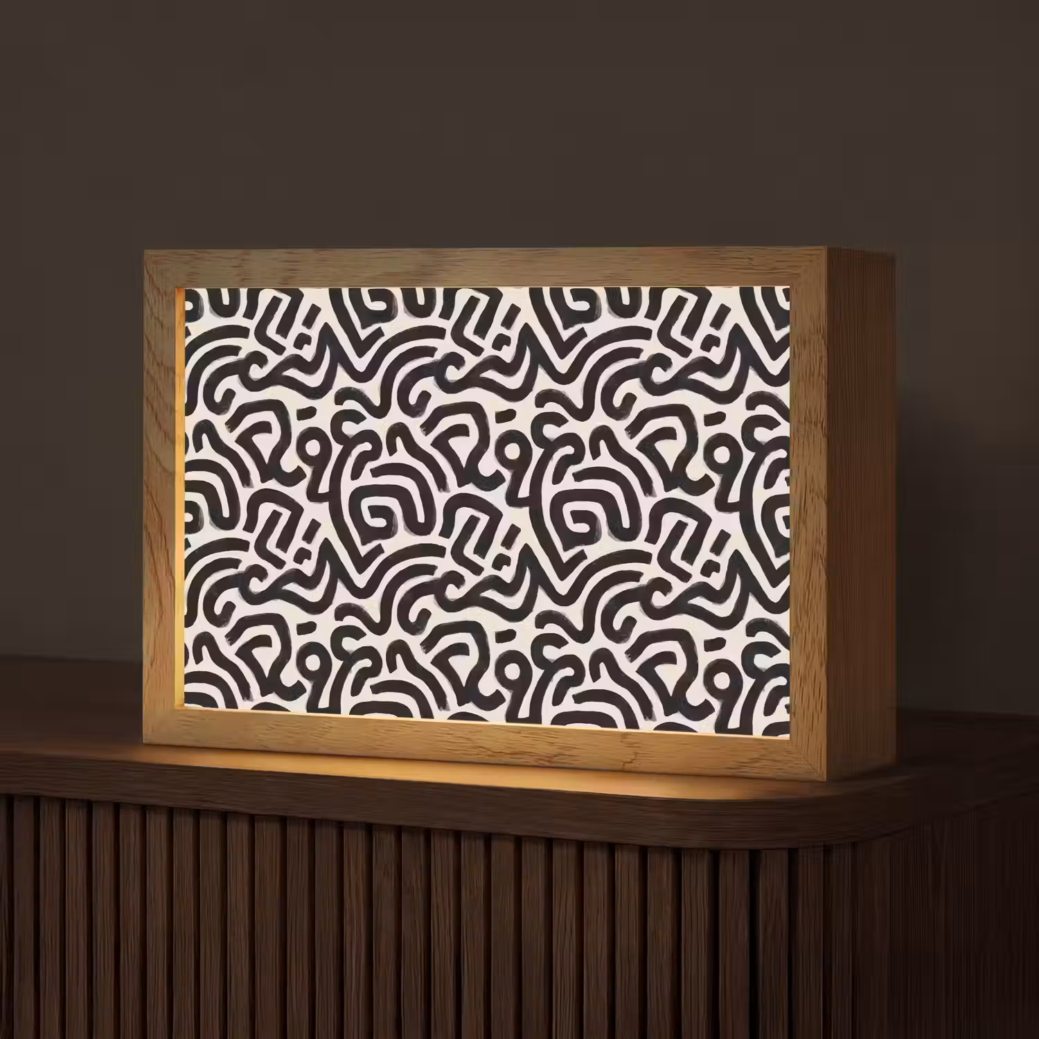 Modern - Abstract - Zwart Light Box met kabel (Tafellamp) klein 924 -z3d_website