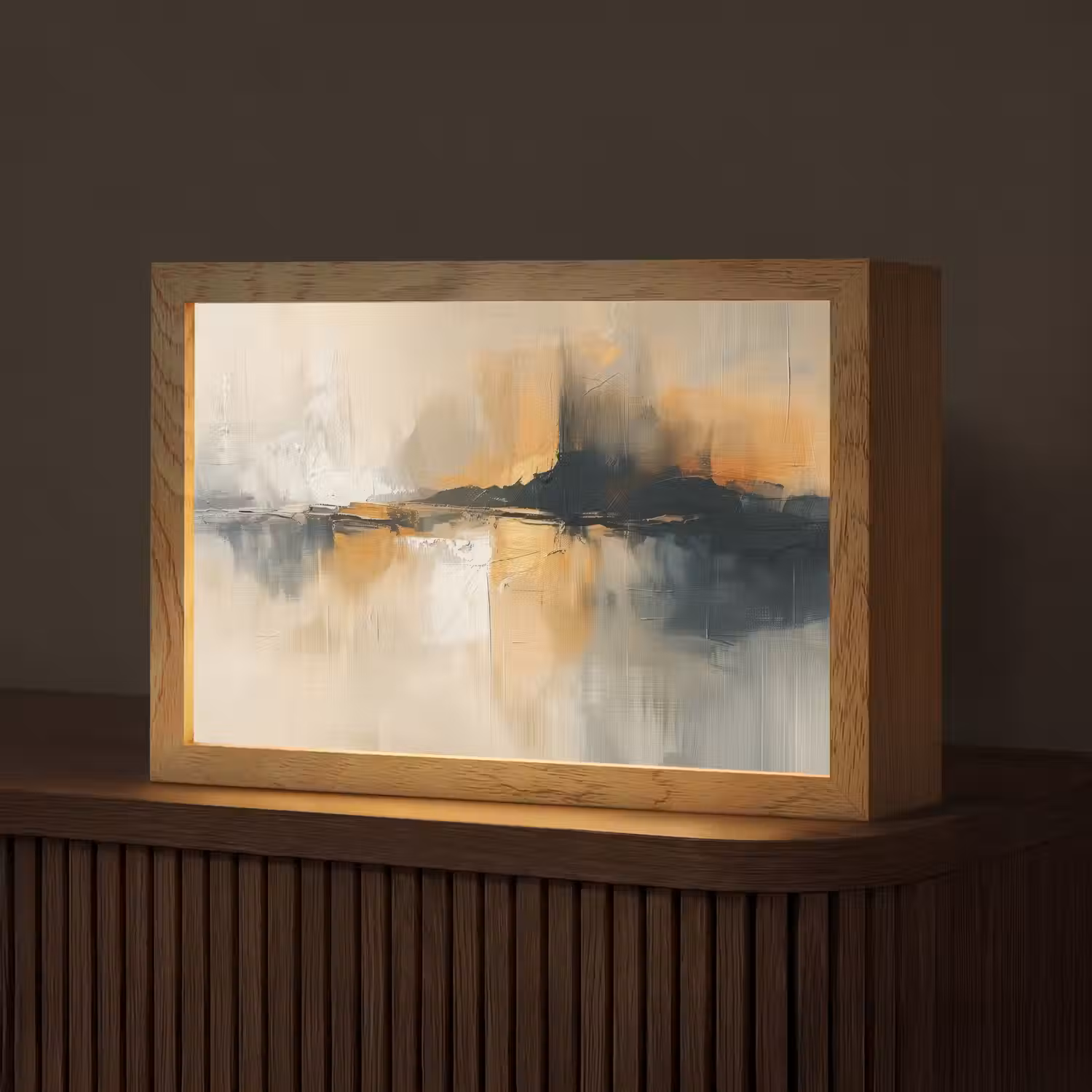 Modern - Abstract - Goud - Zwart Light Box met kabel (Tafellamp) klein -z3d_website