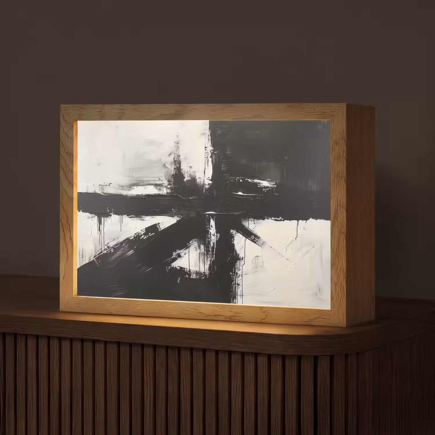 Modern - Zwart wit - Abstract - Kunst Light Box met kabel (Tafellamp) klein -z3d_website