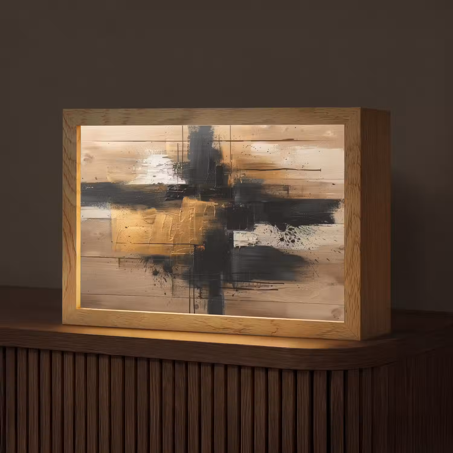 Modern - Zwart - Goud - Verf Light Box met kabel (Tafellamp) klein -z3d_website