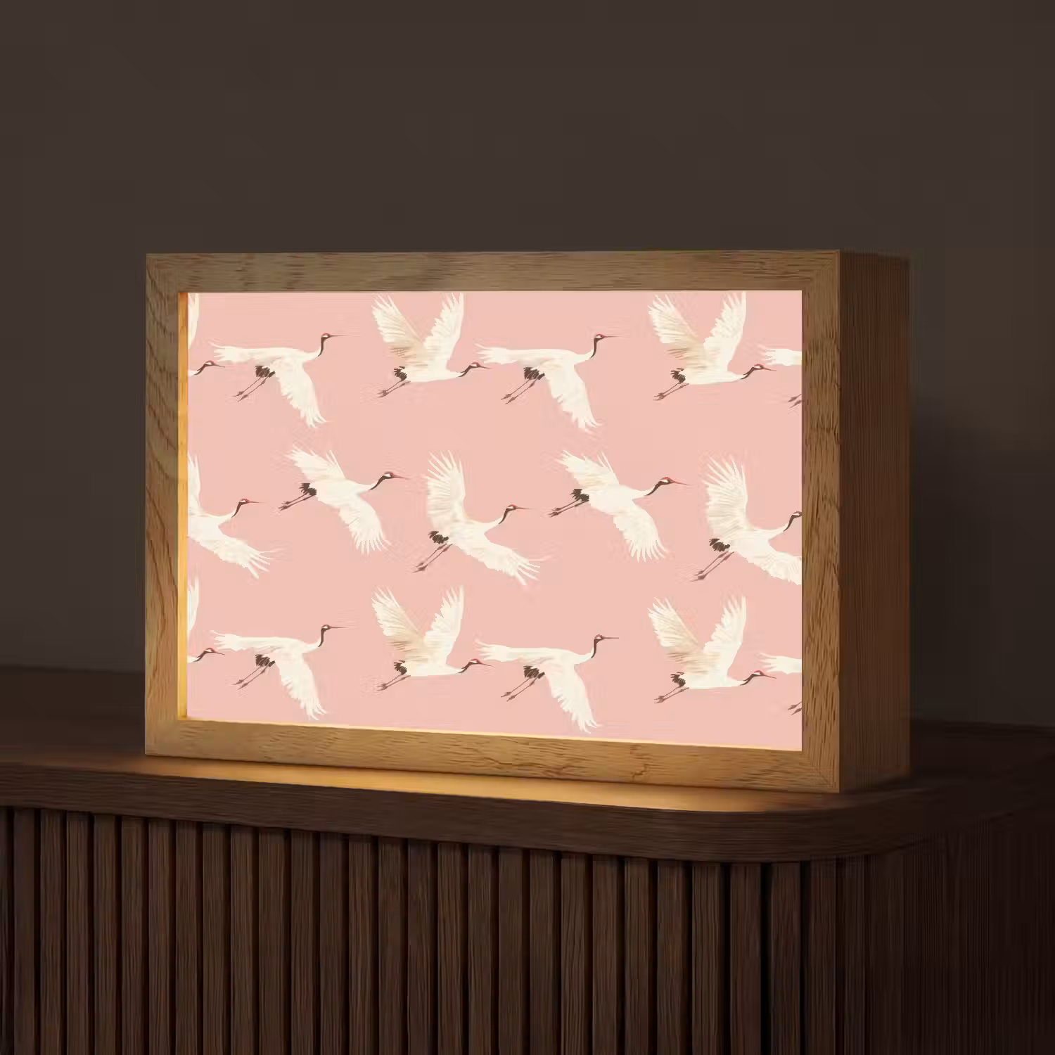 Modern - Kraanvogels - Roze Light Box met kabel (Tafellamp) klein 924 -z3d_website