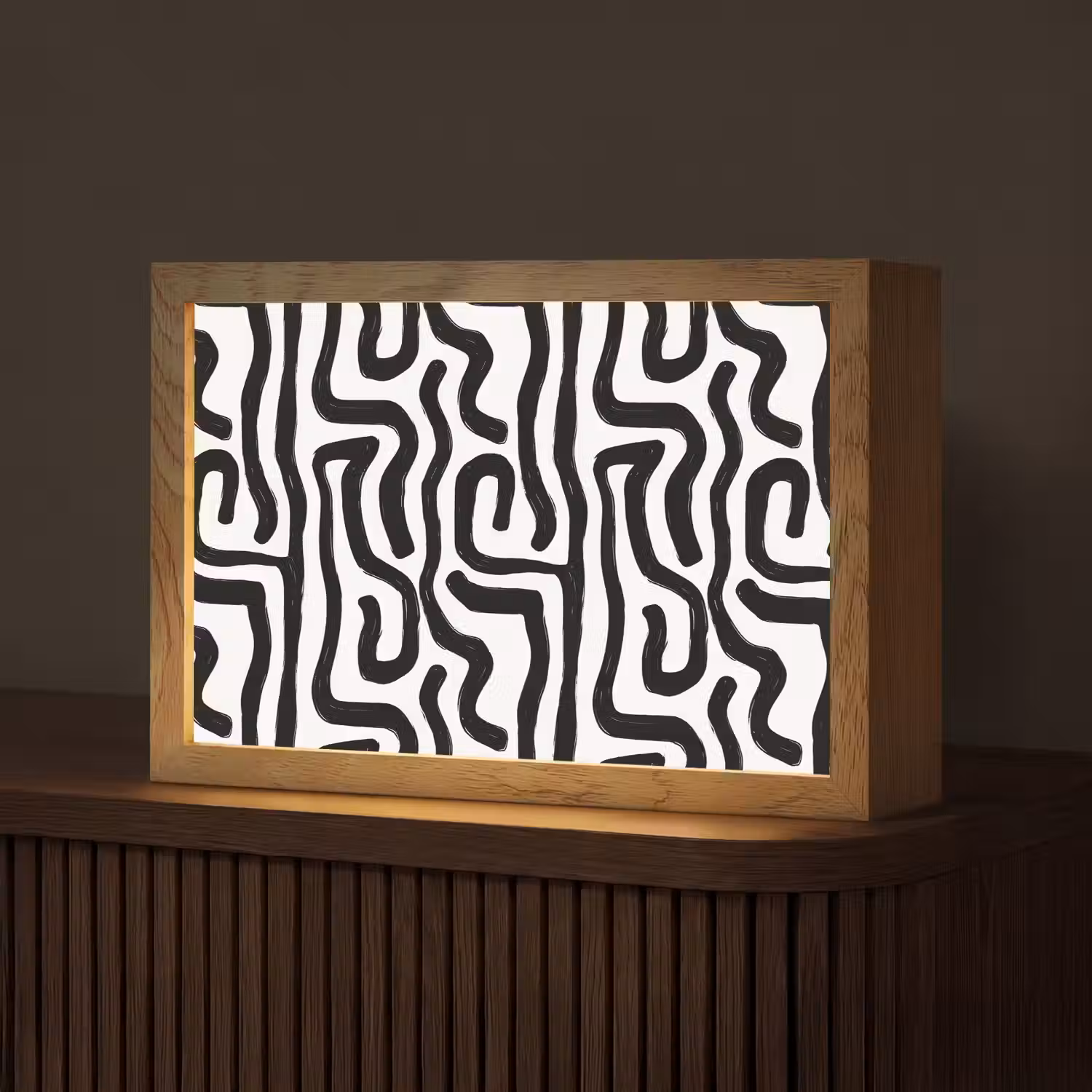 Modern - Lijnen - Zwart Light Box met kabel (Tafellamp) klein 924 -z3d_website
