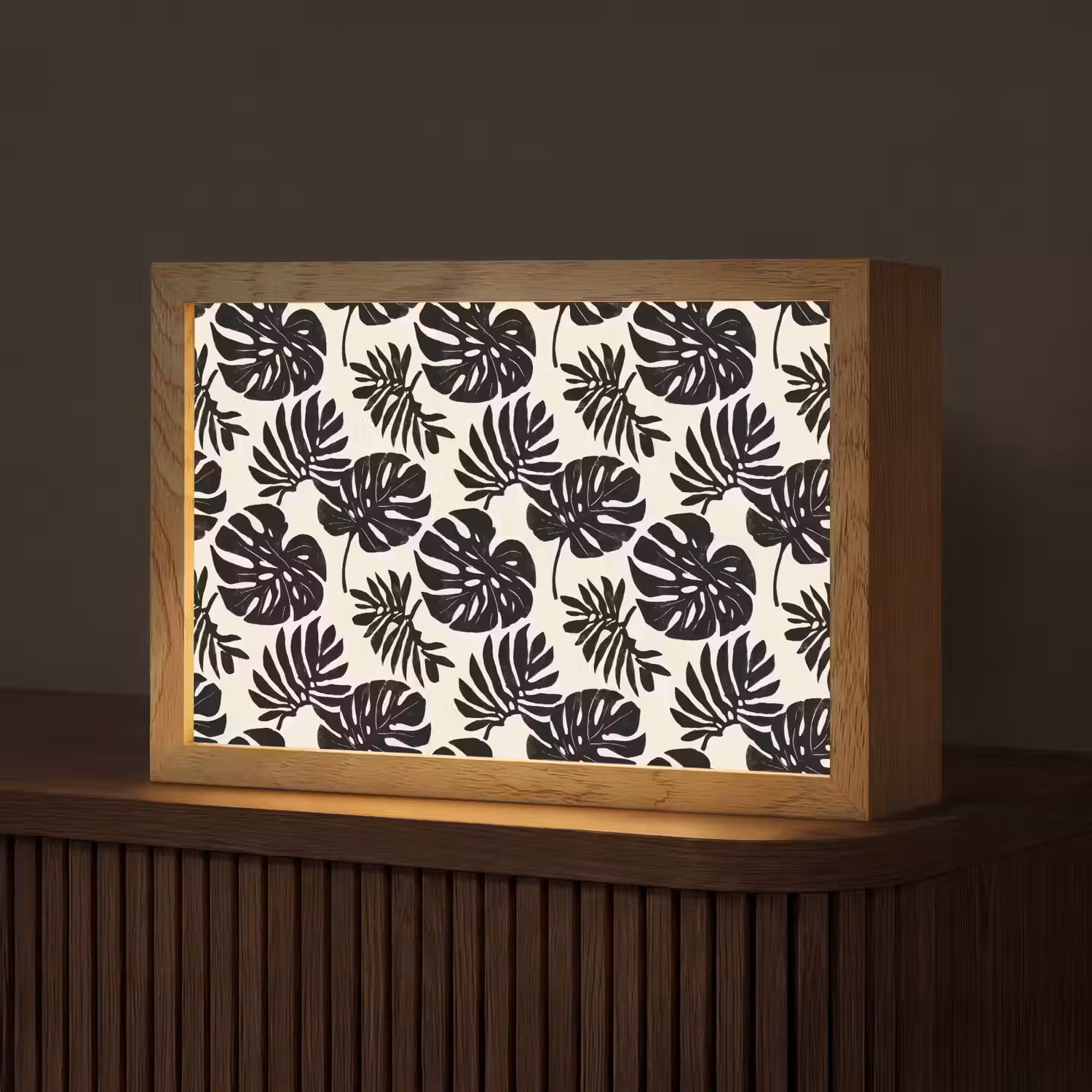 Modern - Monstera - Zwart Light Box met kabel (Tafellamp) klein 924 -z3d_website