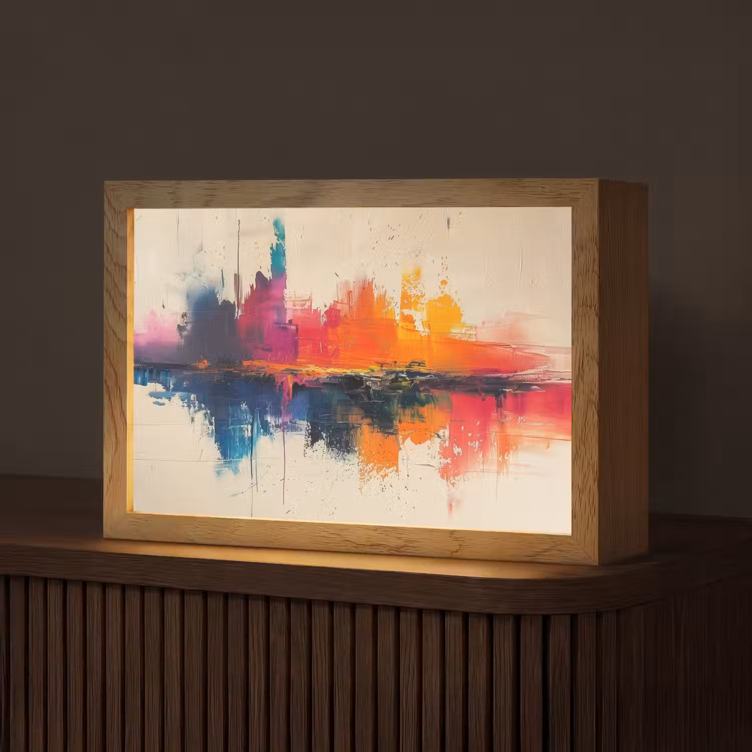 Modern - Verf - Kunst - Kleurrijk Light Box met kabel (Tafellamp) klein -z3d_website