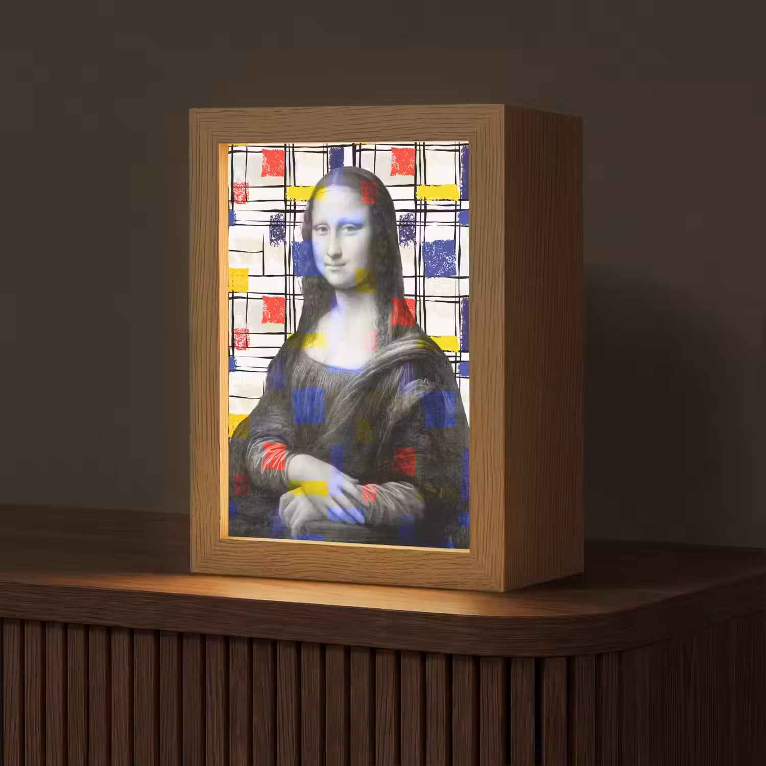 Mona Lisa - Mondriaan - Oude Meesters Light Box met kabel (Tafellamp) klein -z3d_website