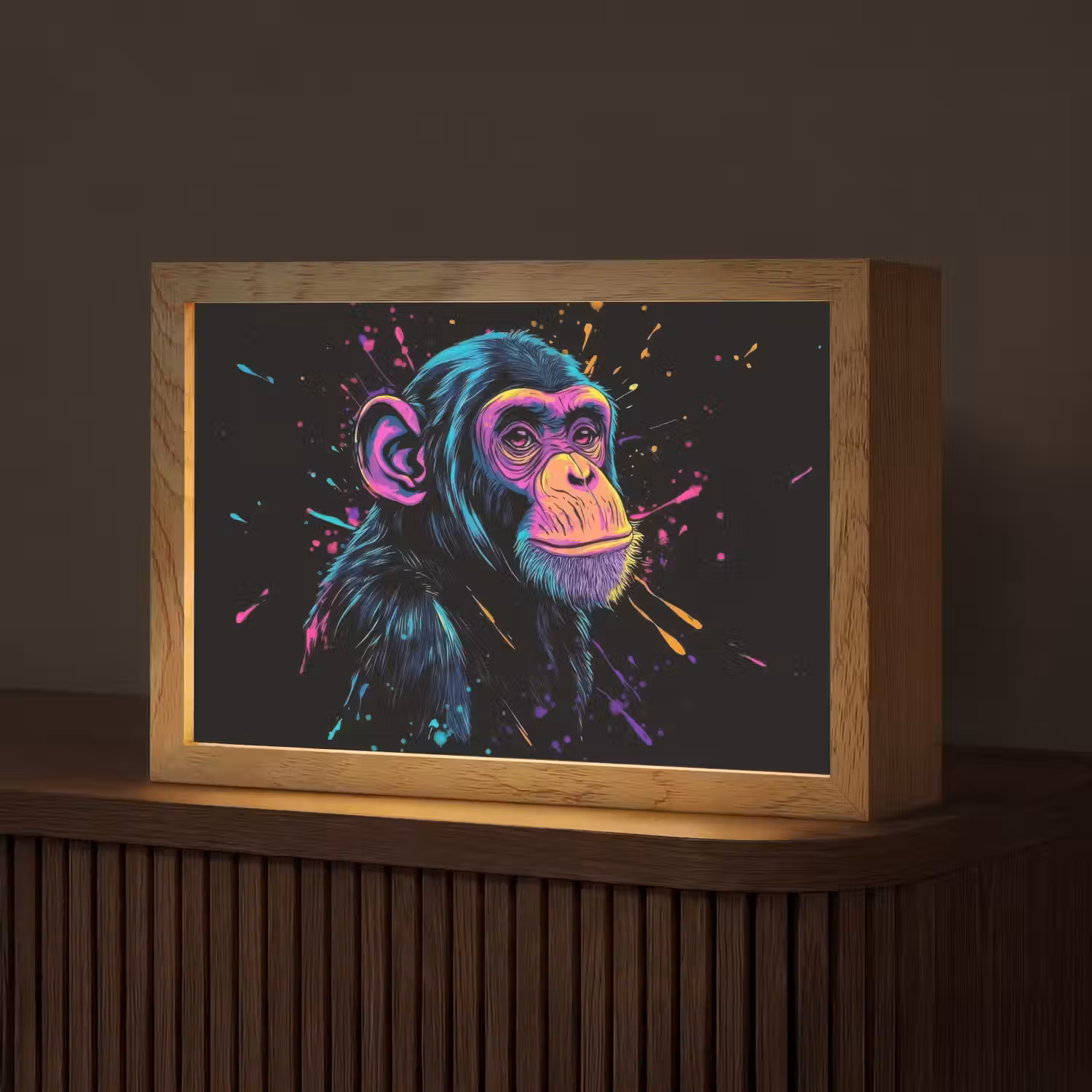 Aap - Verf - Neon - Kleur Light Box met kabel (Tafellamp) klein -z3d_website