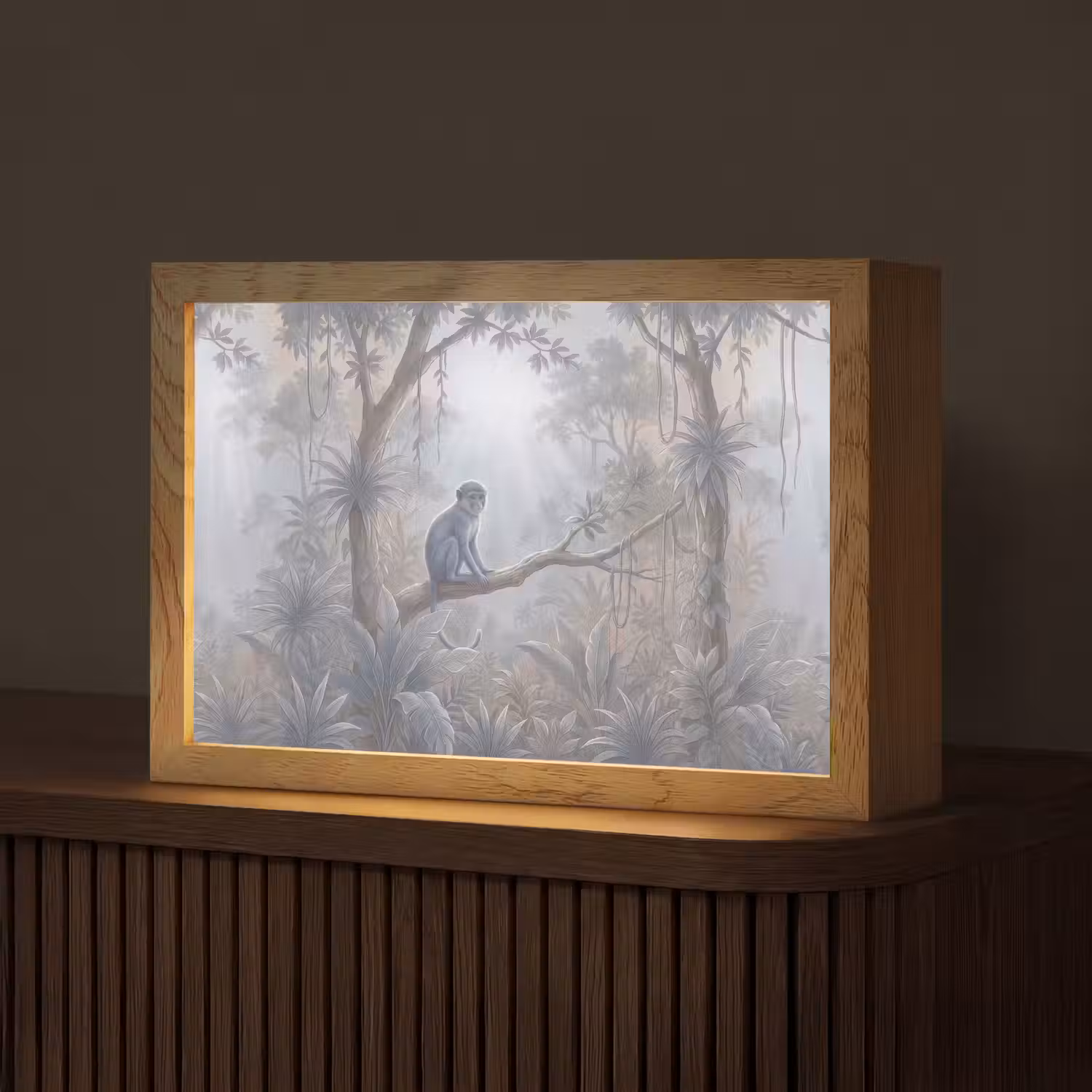 Aap - Boom - Jungle - Natuur - Grijs Light Box met kabel (Tafellamp) klein -z3d_website