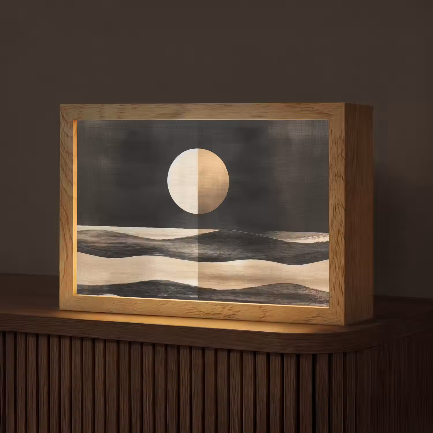 Maan - Cirkel - Goud Light Box met kabel (Tafellamp) klein -z3d_website