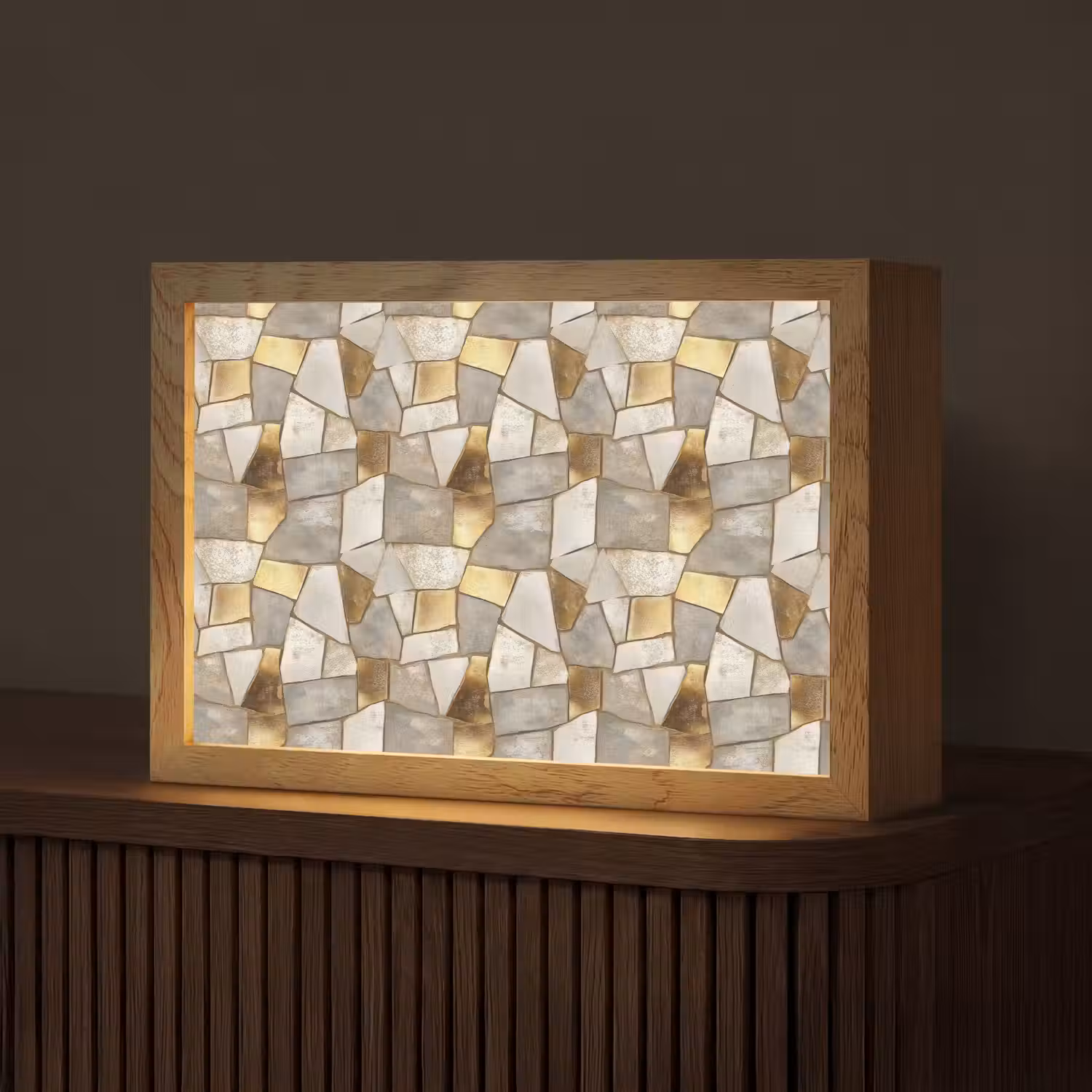 Mozaïek - Marmer - Goud Light Box met kabel (Tafellamp) klein 924 -z3d_website