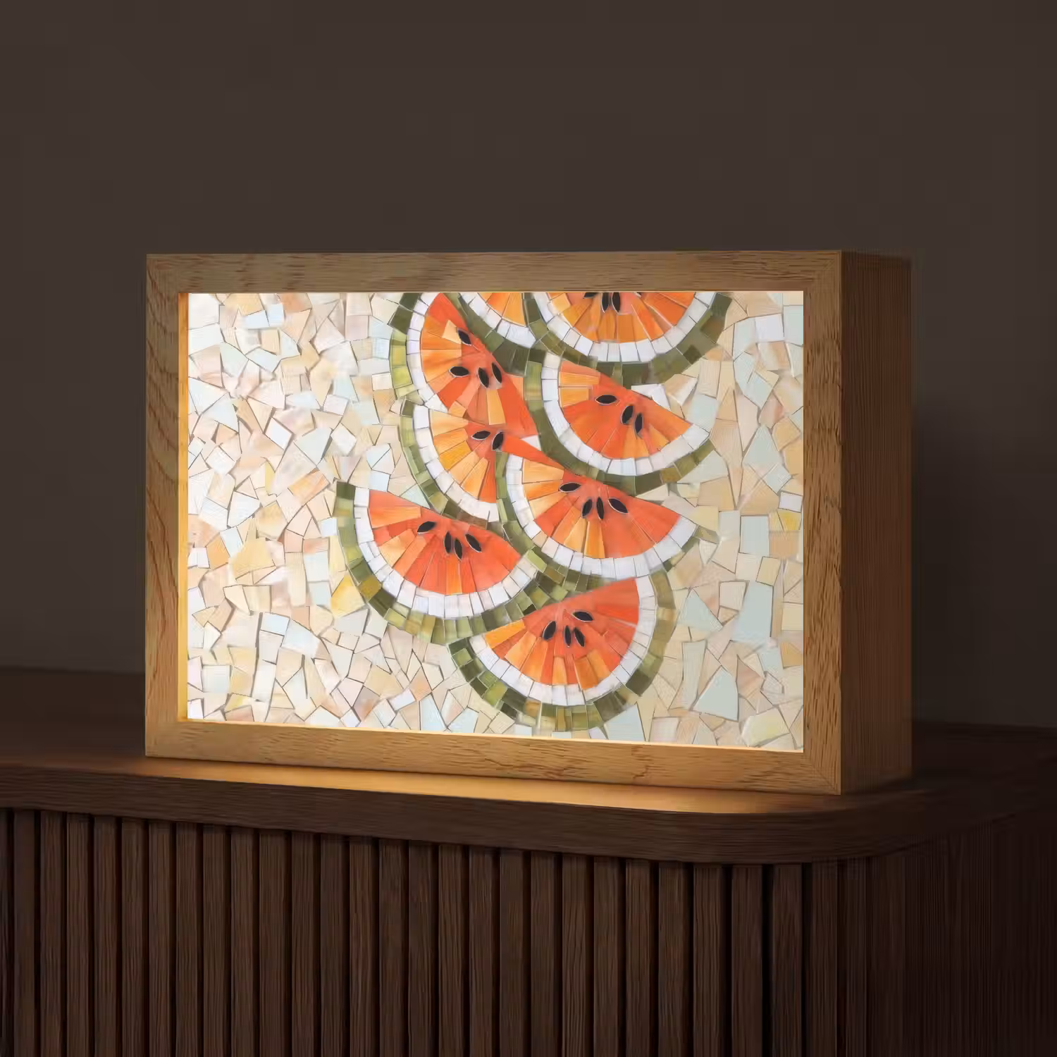 Mozaïek - Watermeloen - Rood - Pitten Light Box met kabel (Tafellamp) klein -z3d_website