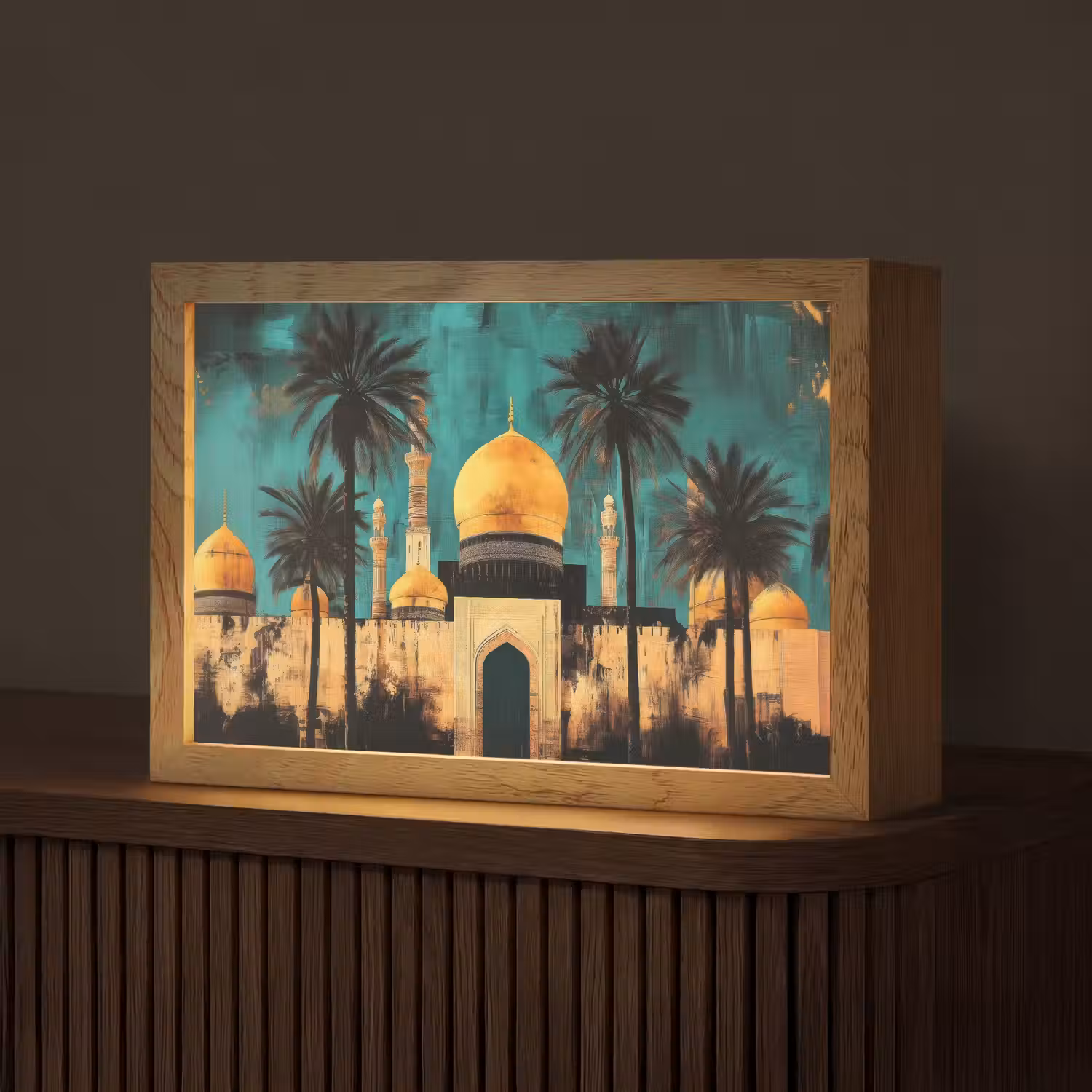 Moskee - Goud - Arabisch - Islamitische Light Box met kabel (Tafellamp) klein -z3d_website