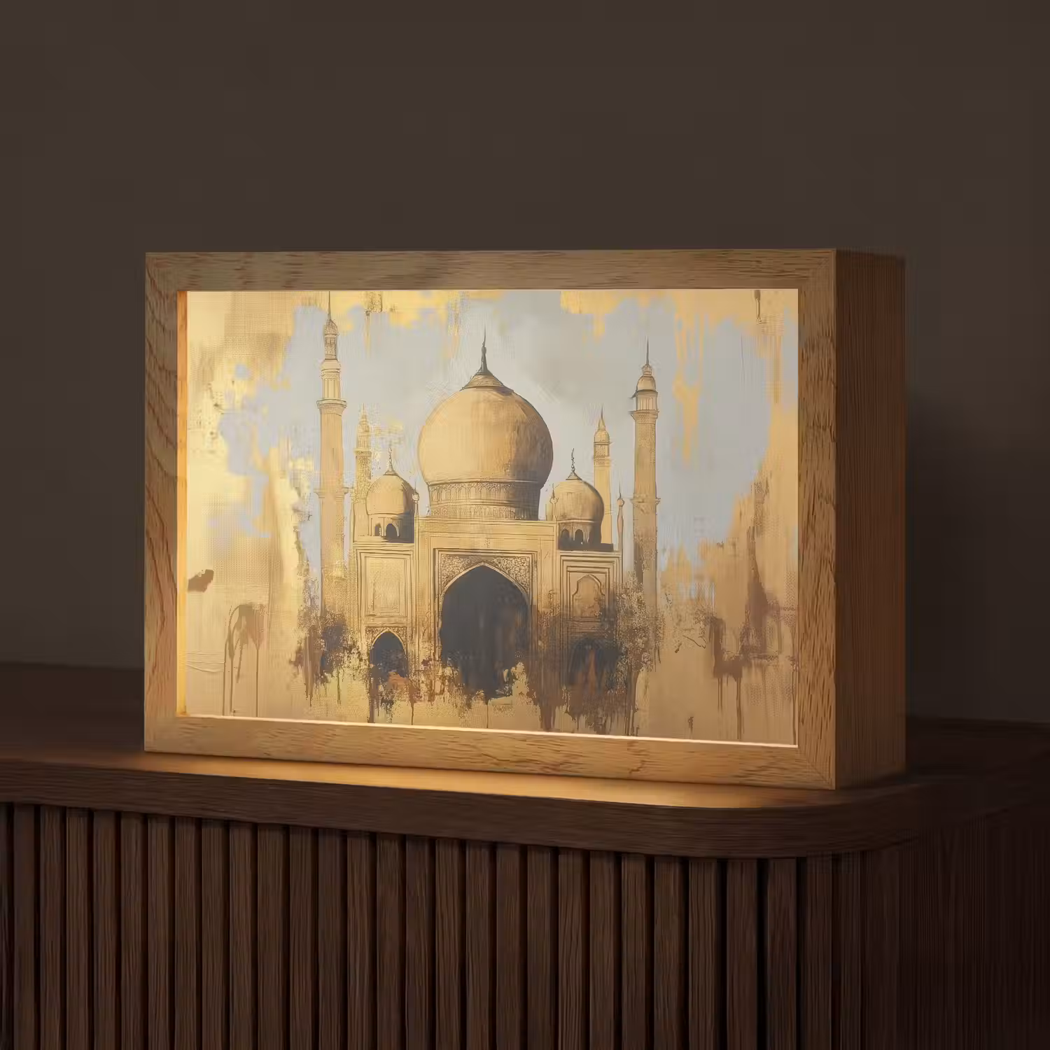 Moskee - Goud - Arabisch - Ramadan - Islamitische Light Box met kabel (Tafellamp) klein -z3d_website