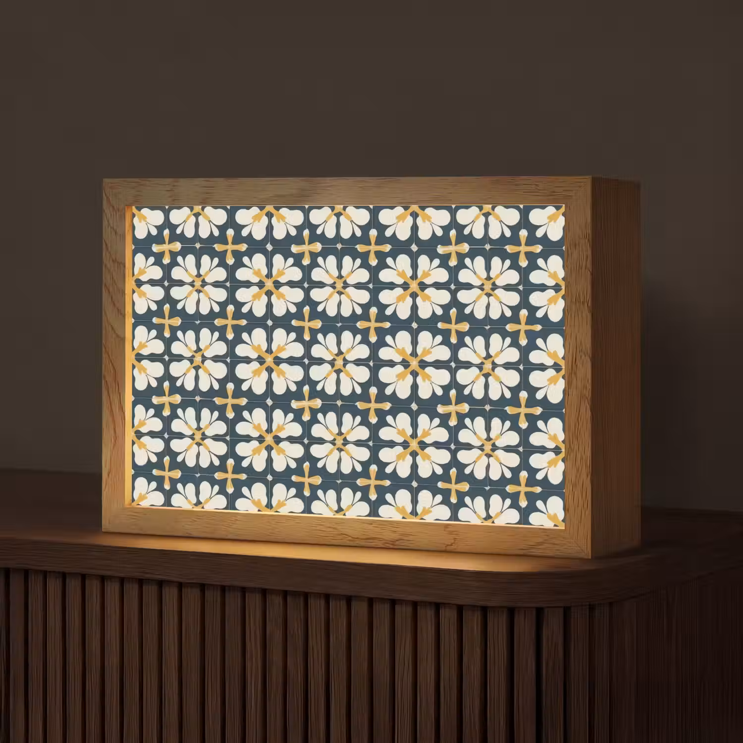 Motief - Tegel - Okergeel Light Box met kabel (Tafellamp) klein 924 -z3d_website