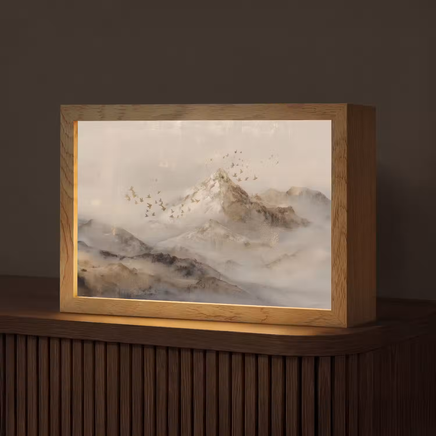 Berglandschap - Mist - Penseelstreken Light Box met kabel (Tafellamp) klein -z3d_website