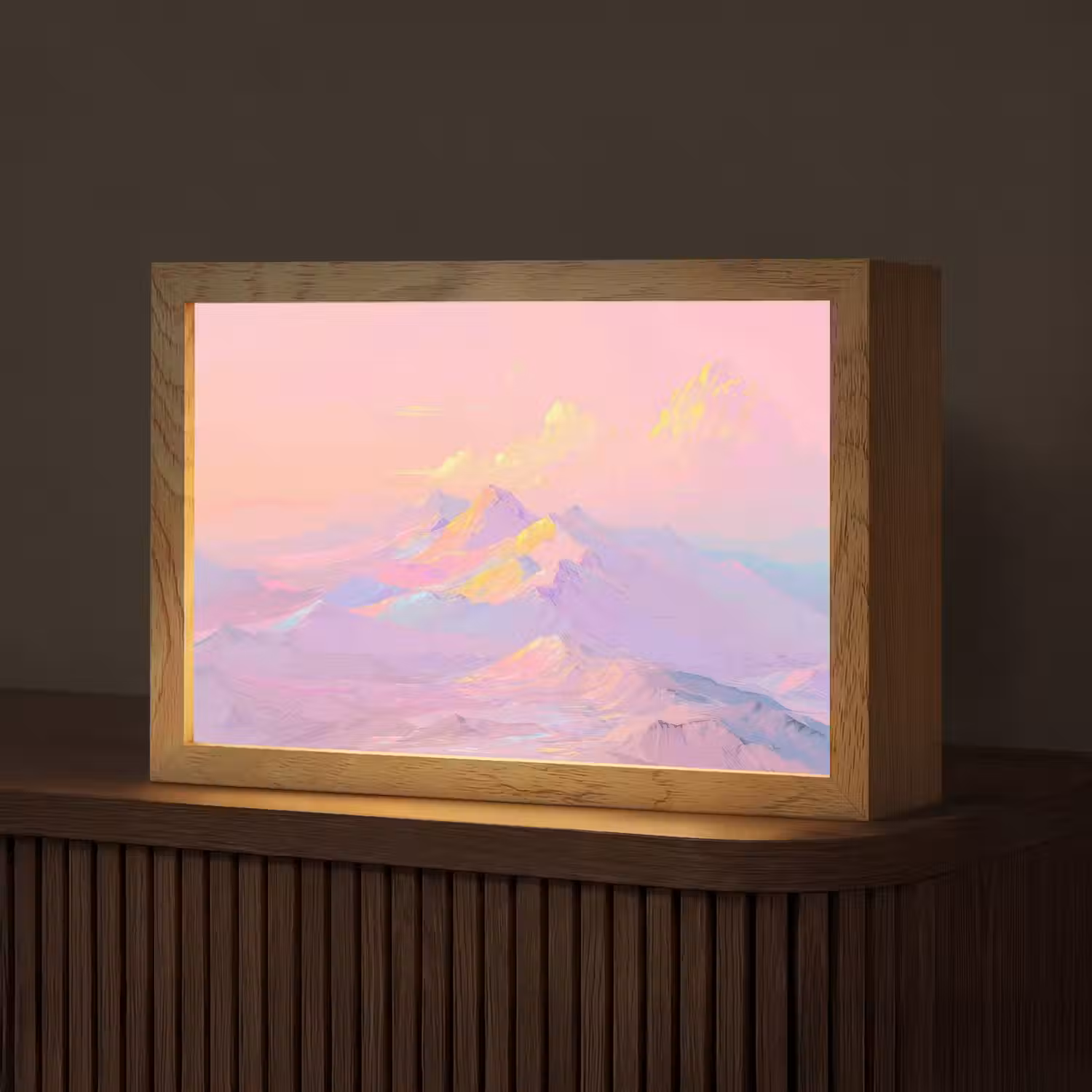 Bergtoppen - Wolken - Dromerig Light Box met kabel (Tafellamp) klein -z3d_website