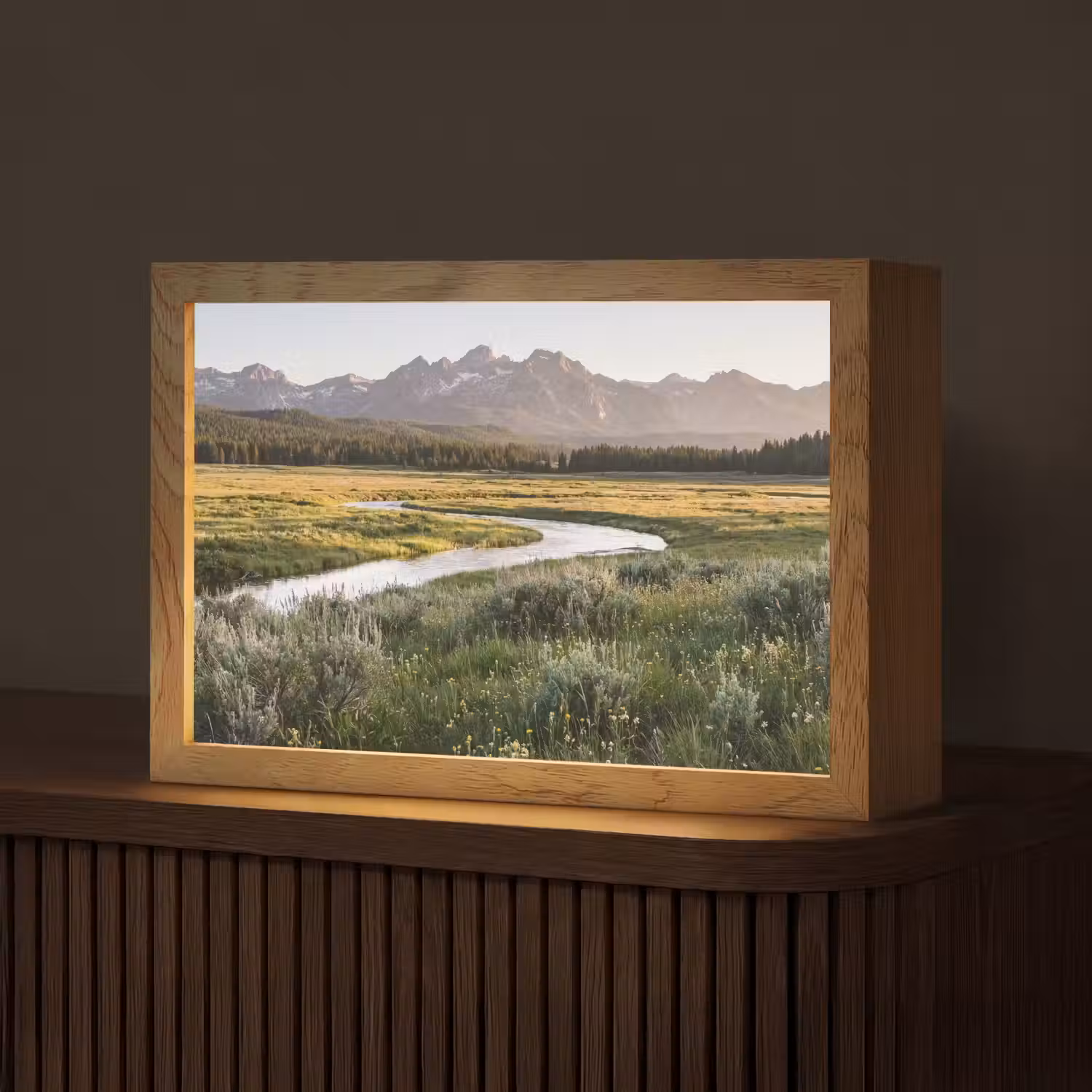Berglandschap - Rivier - Bos Light Box met kabel (Tafellamp) klein -z3d_website