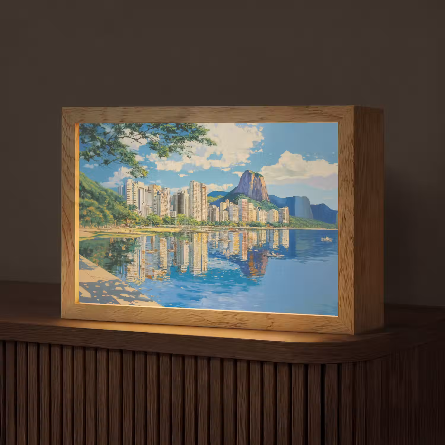 Berg - Skyline - Strand - Water Light Box met kabel (Tafellamp) klein -z3d_website