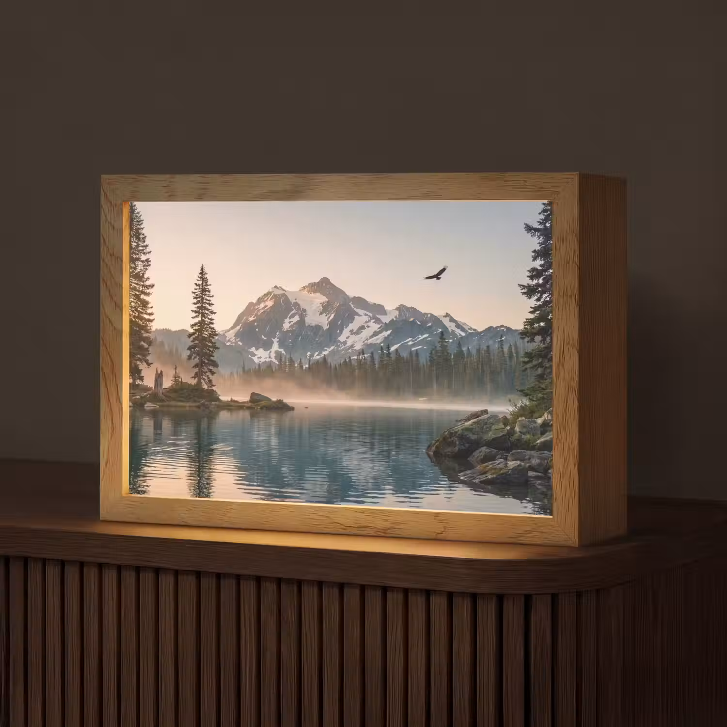 Bergen - Water - Bomen Light Box met kabel (Tafellamp) klein -z3d_website