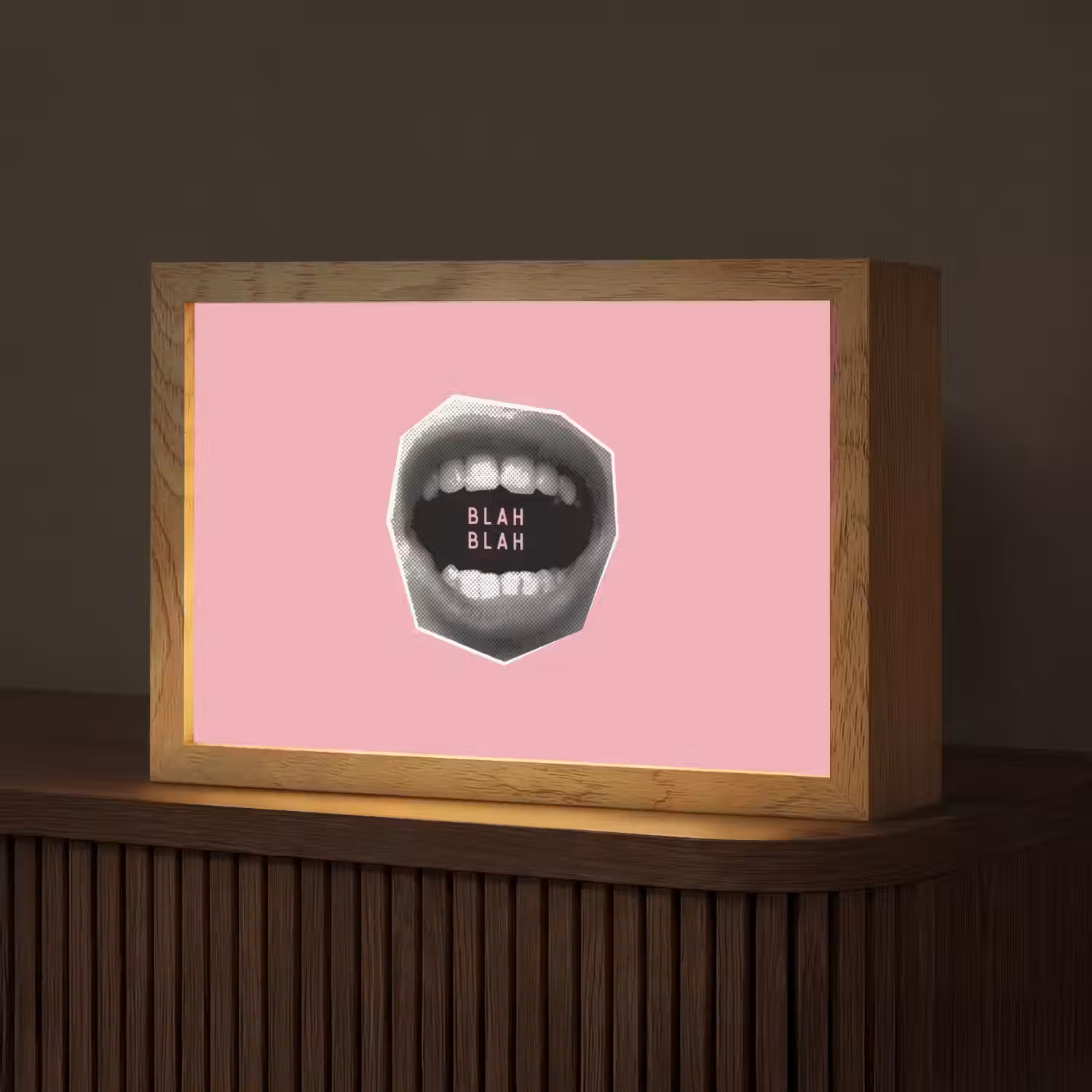 Mond - BLAH BLAH - Roze Light Box met kabel (Tafellamp) klein -z3d_website