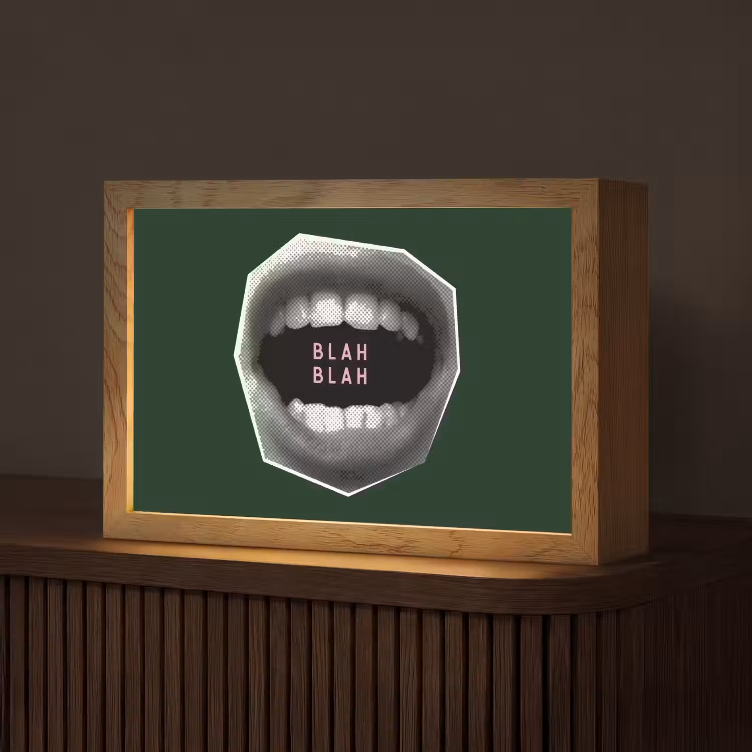 Mond - Groen - Illustratie - BLAH BLAH Light Box met kabel (Tafellamp) klein -z3d_website