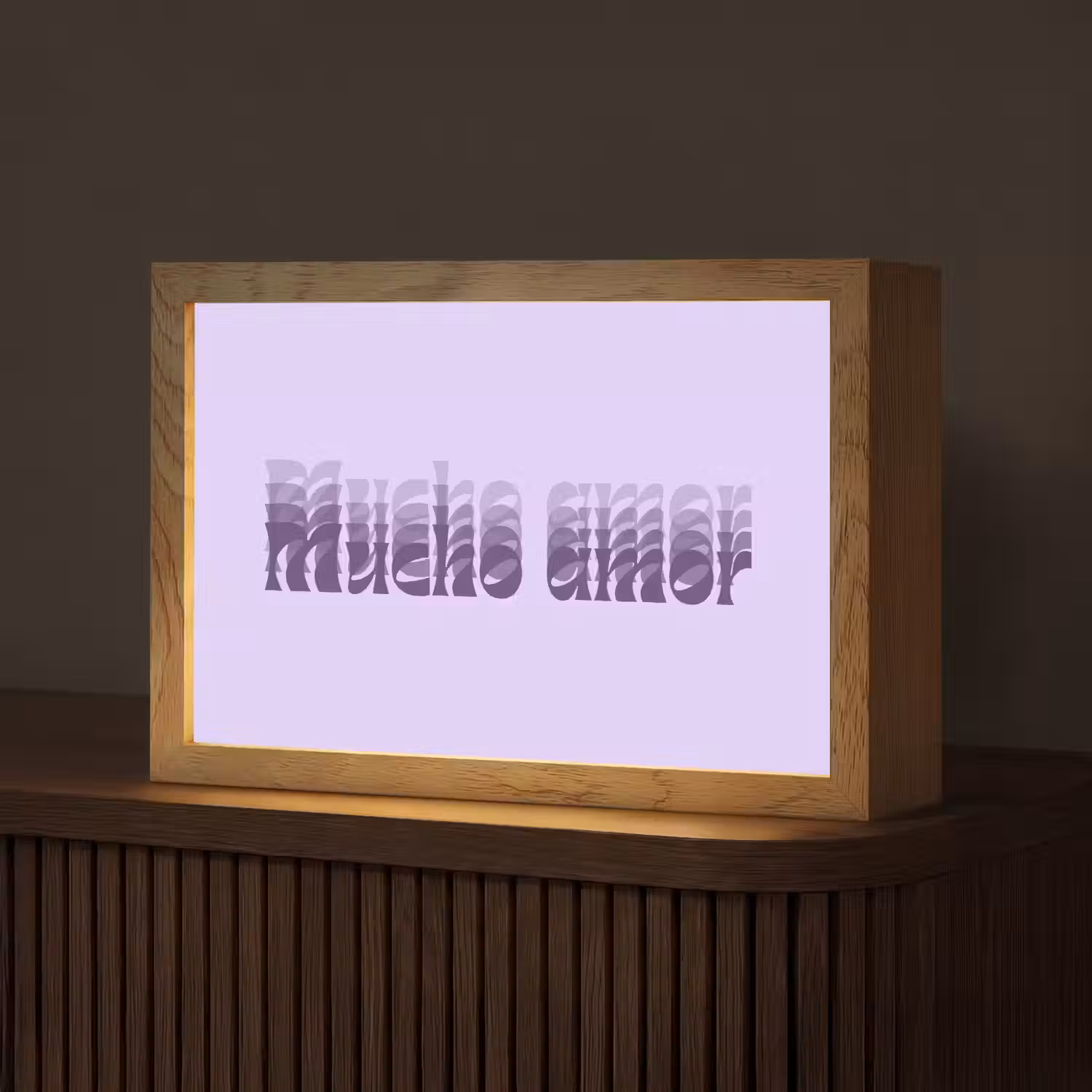 Mucho amor - Paars - Gelaagde letters Light Box met kabel (Tafellamp) klein -z3d_website