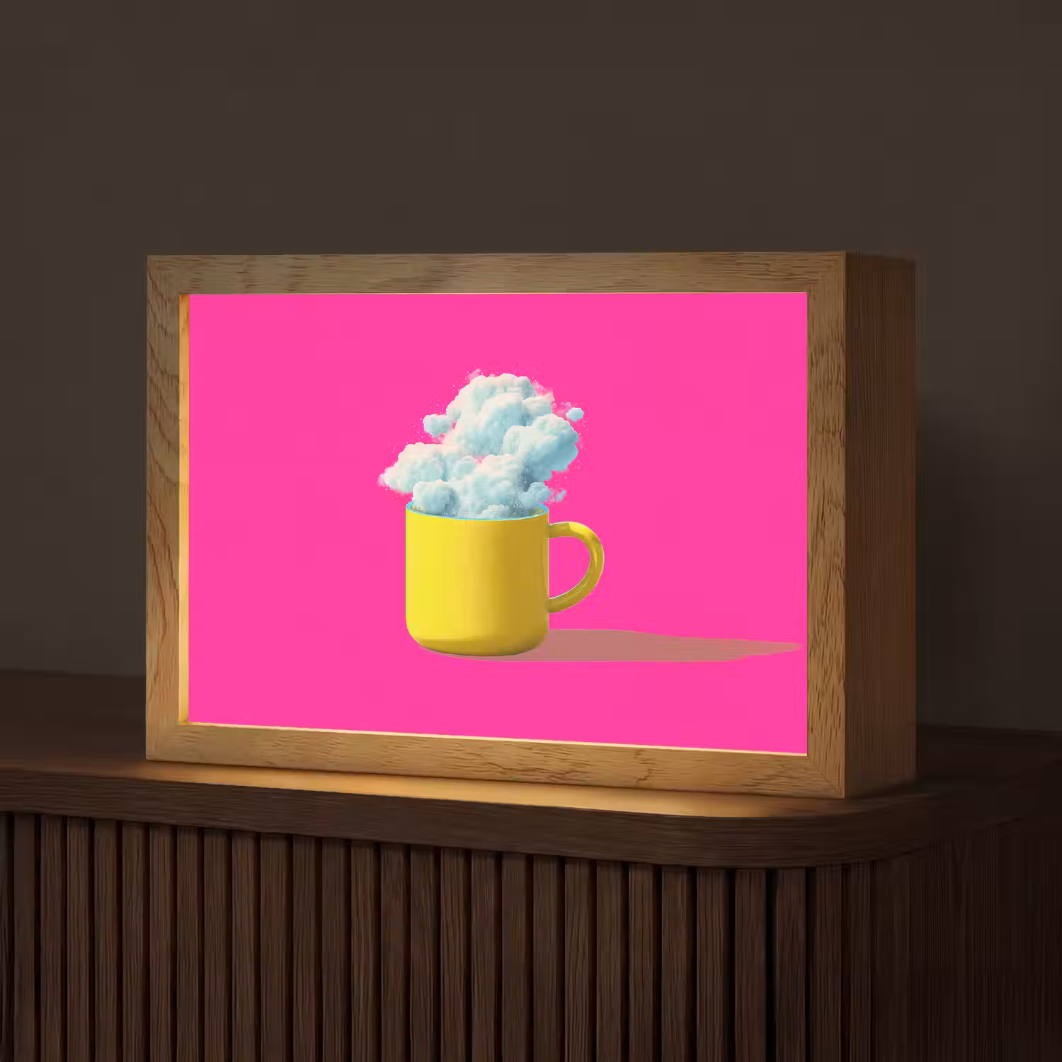 Mok - Wolken - Roze - Minimalitisch Light Box met kabel (Tafellamp) klein -z3d_website