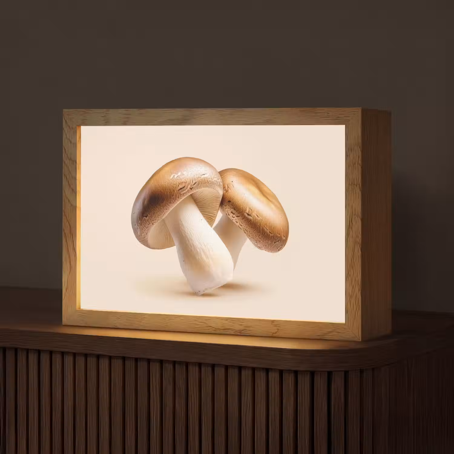Champignons - Zacht - Beige Light Box met kabel (Tafellamp) klein -z3d_website