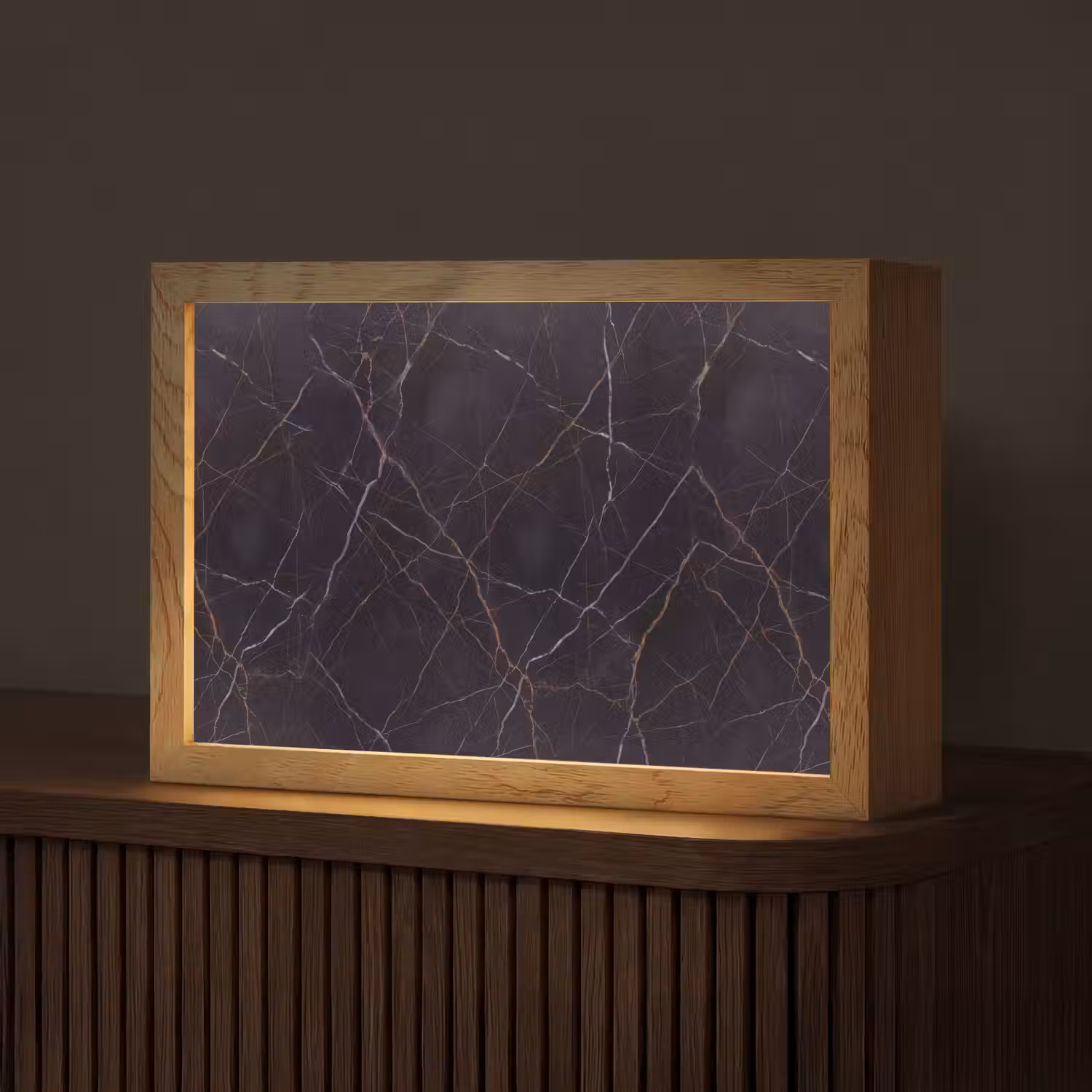 Natuursteen - Marmerpatroon - Abstract - Modern - Zwart - Goud Light Box met kabel (Tafellamp) klein -z3d_website