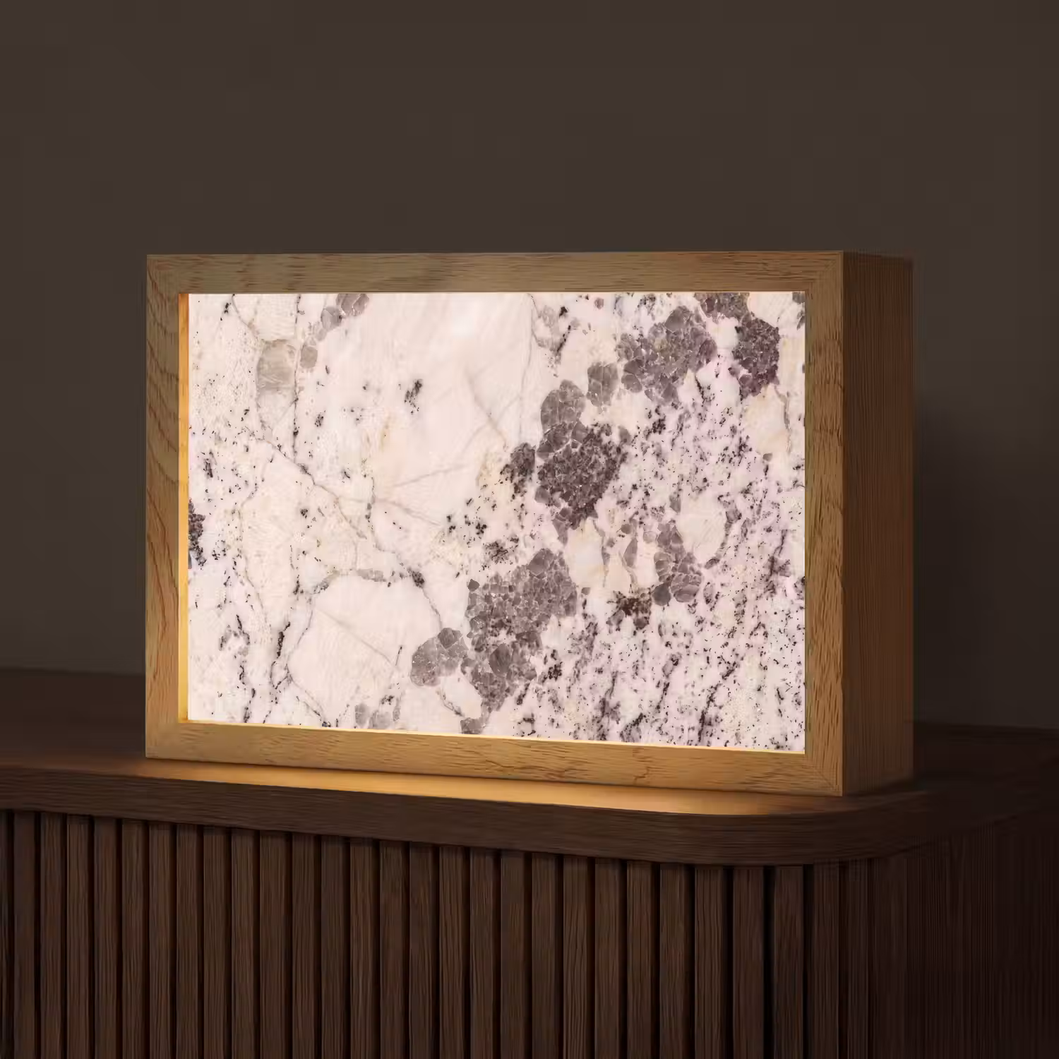 Natuursteen - Patroon - Abstract - Beige - Grijs Light Box met kabel (Tafellamp) klein -z3d_website