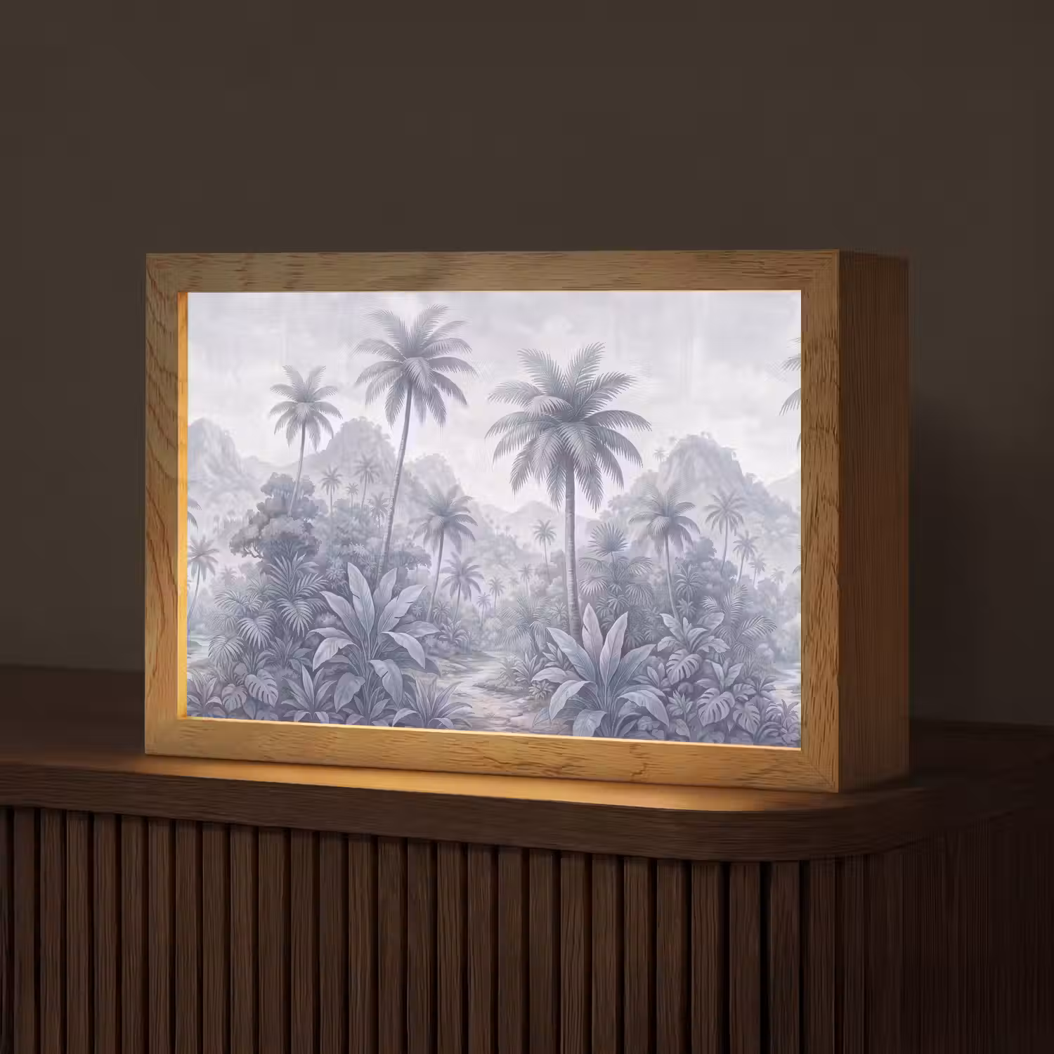 Natuur - Boom - Tropisch - Landschap - Blauw Light Box met kabel (Tafellamp) klein -z3d_website
