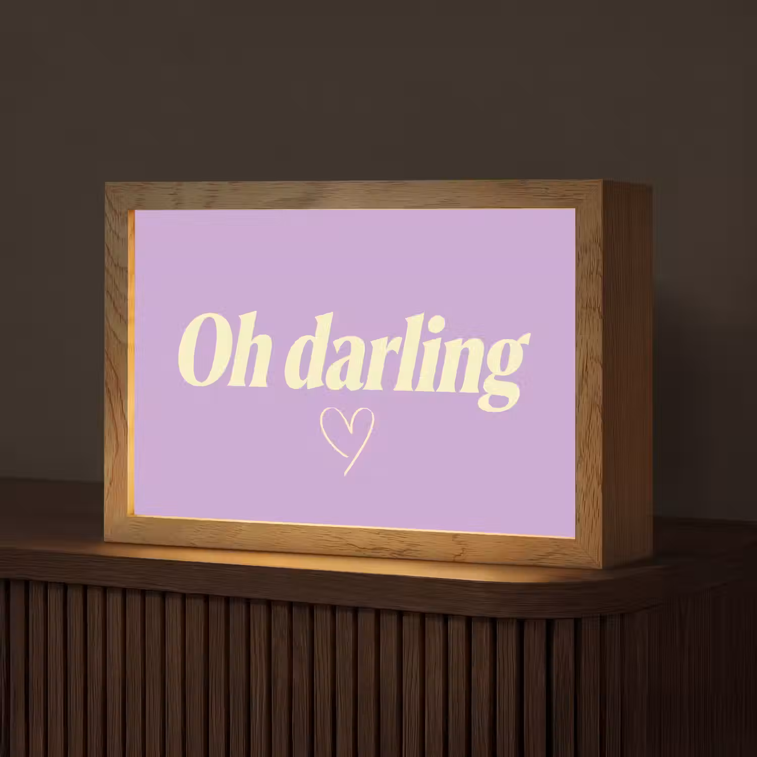 Oh darling - Hart - Paars Light Box met kabel (Tafellamp) klein -z3d_website
