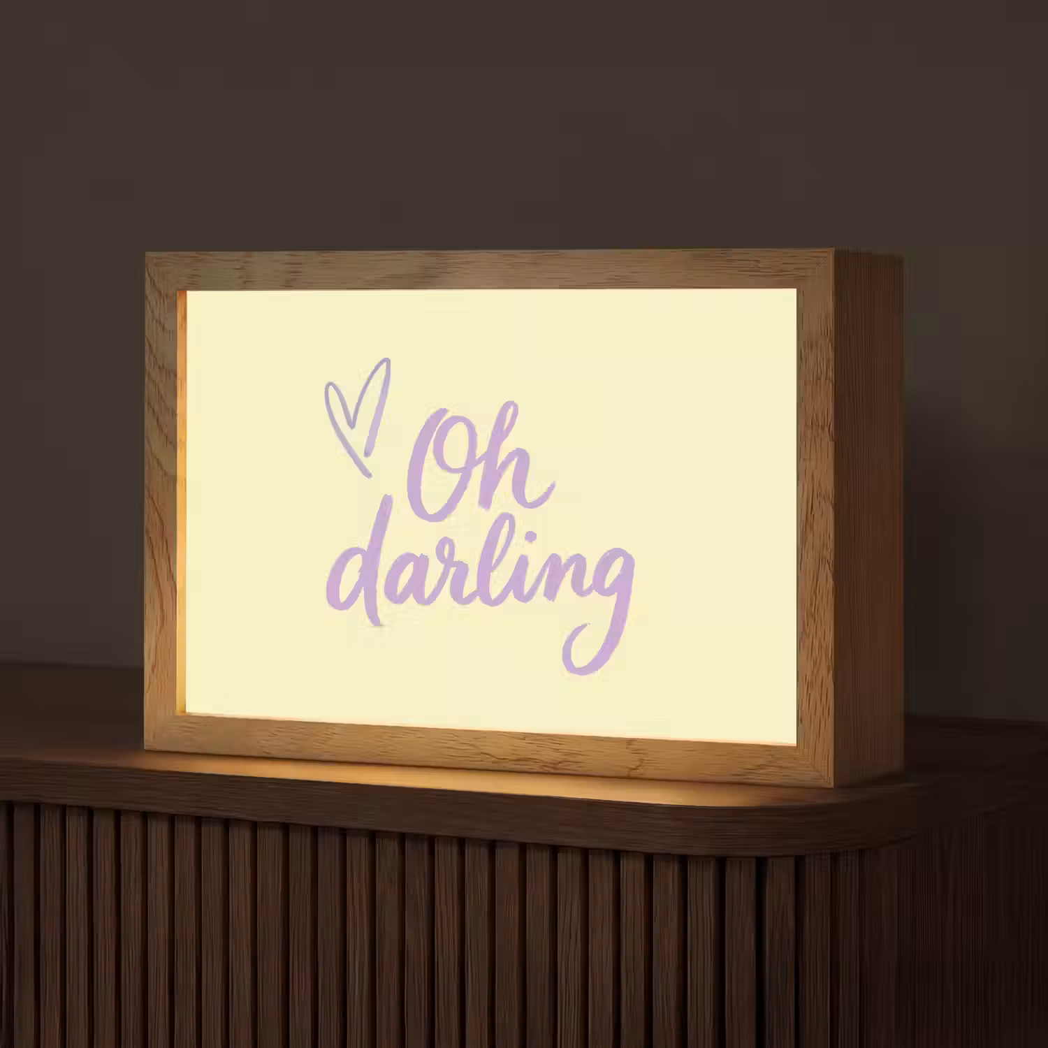 Oh darling - Geel - Hart Light Box met kabel (Tafellamp) klein -z3d_website