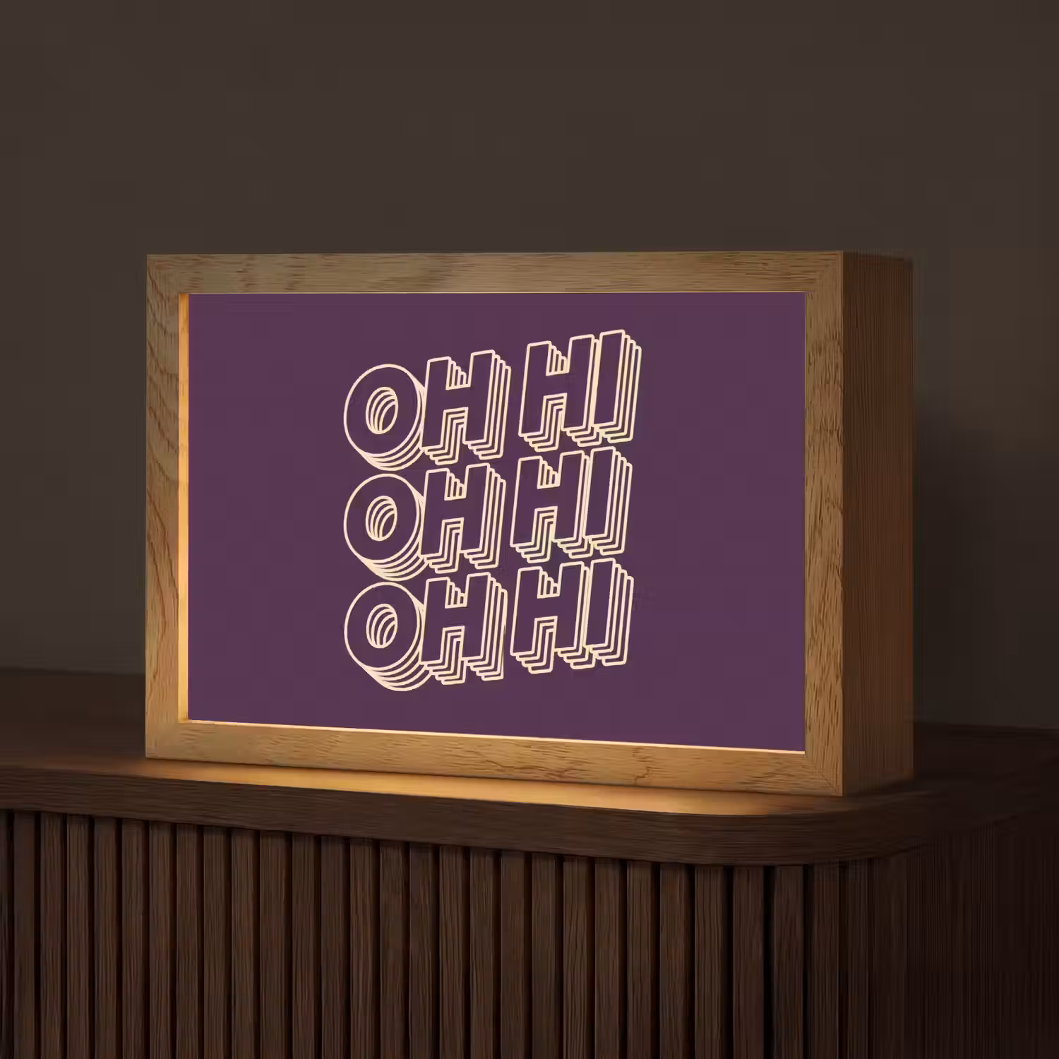 Oh hi - Paars - 3D Light Box met kabel (Tafellamp) klein -z3d_website