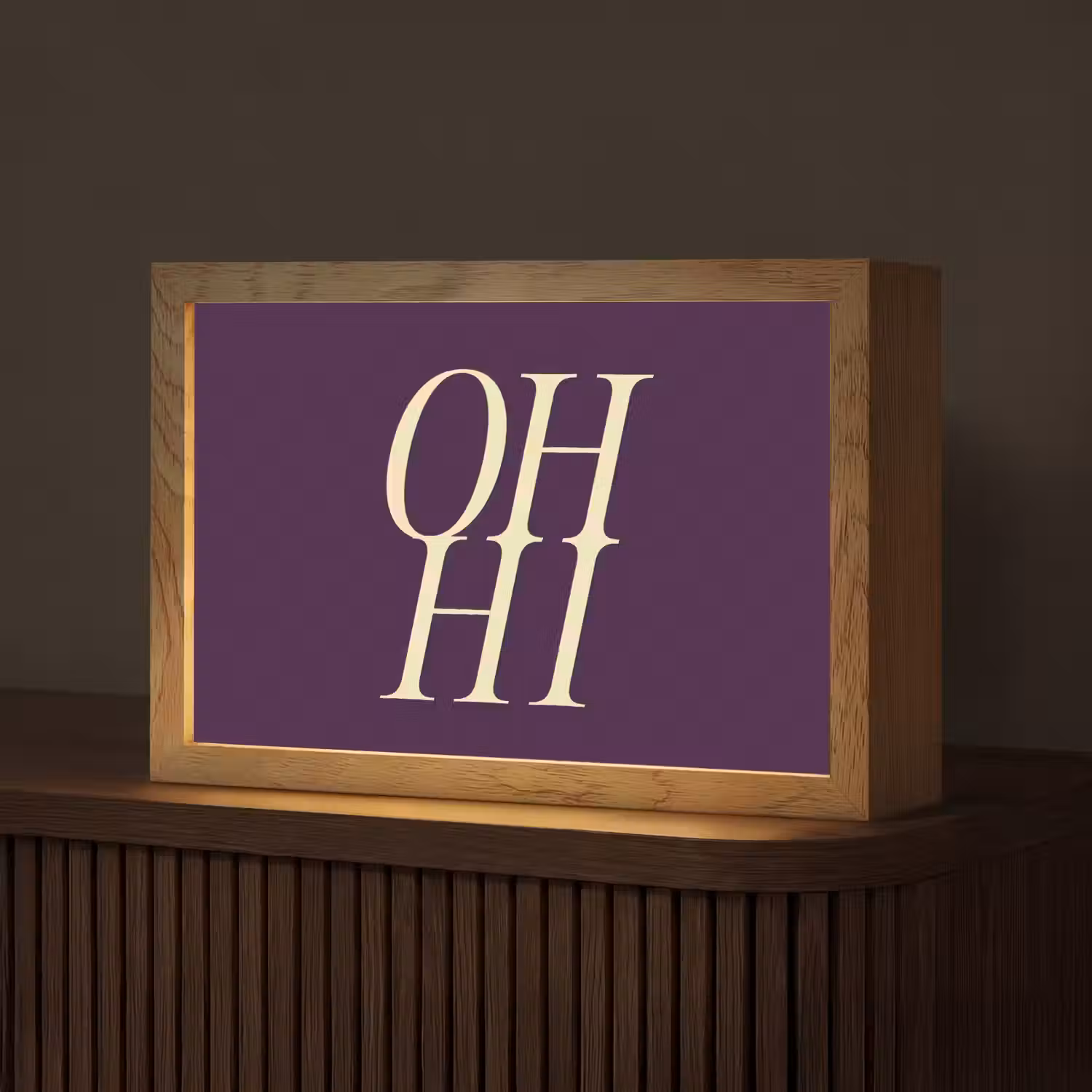 Oh hi - Paars - Minimalistisch Light Box met kabel (Tafellamp) klein -z3d_website