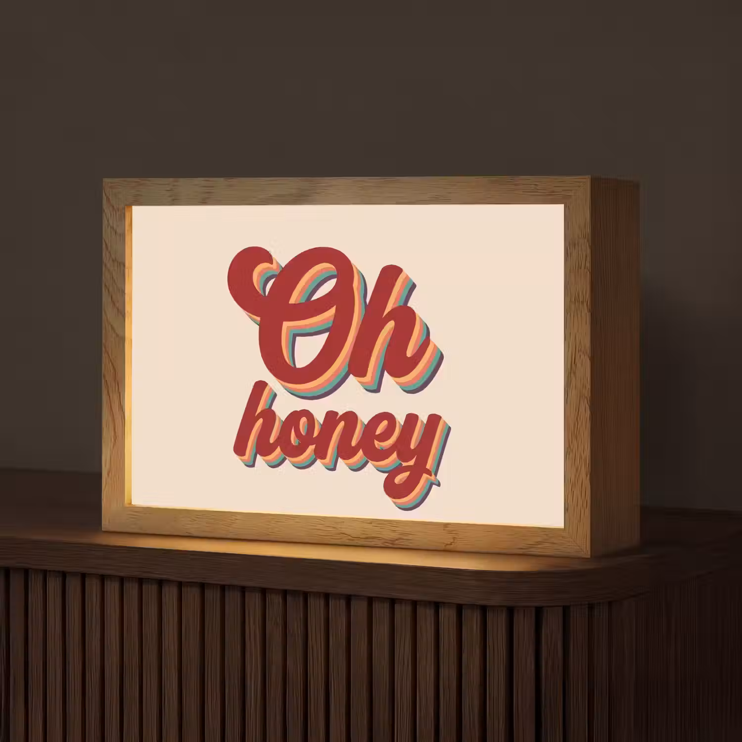 Oh honey - Rood - Schaduw Light Box met kabel (Tafellamp) klein -z3d_website
