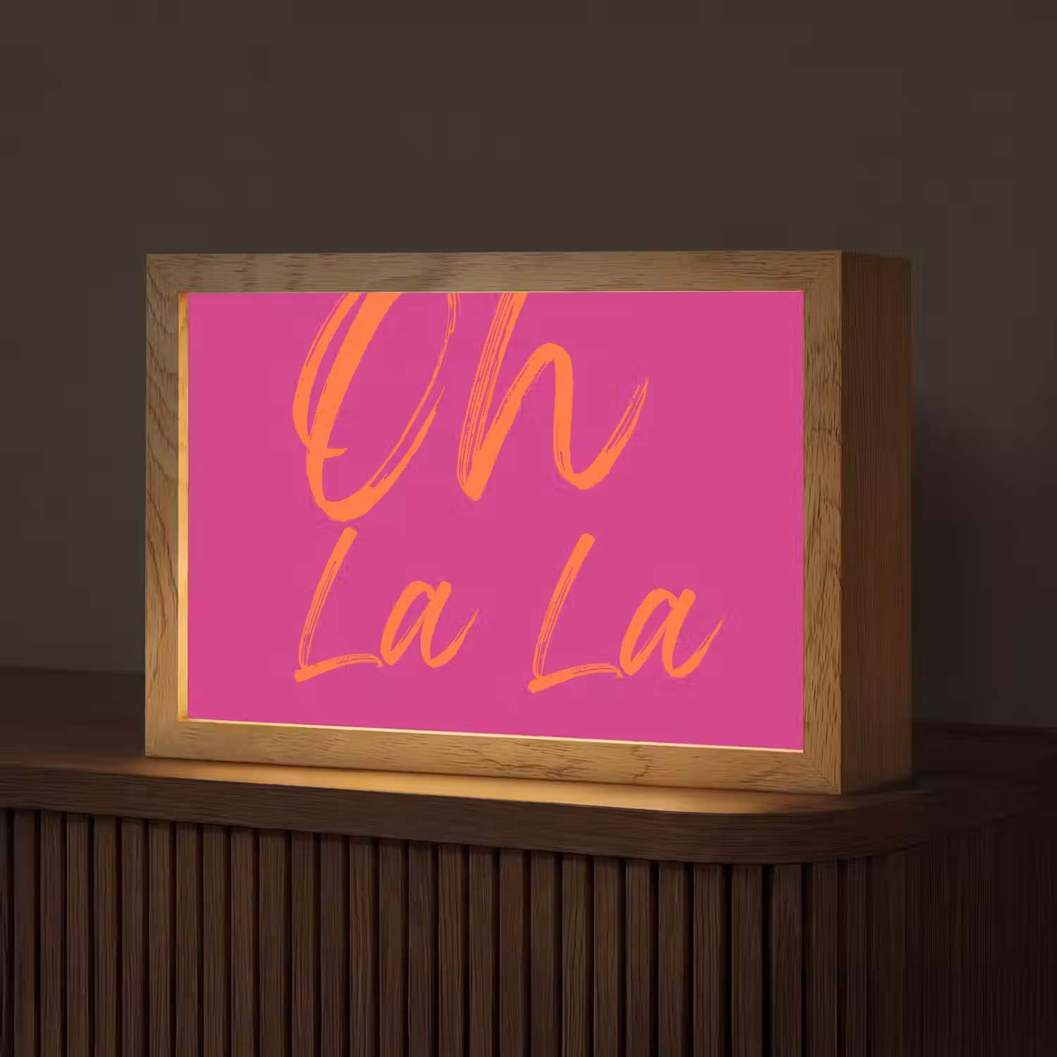 Oh la la - Oranje - Roze Light Box met kabel (Tafellamp) klein -z3d_website