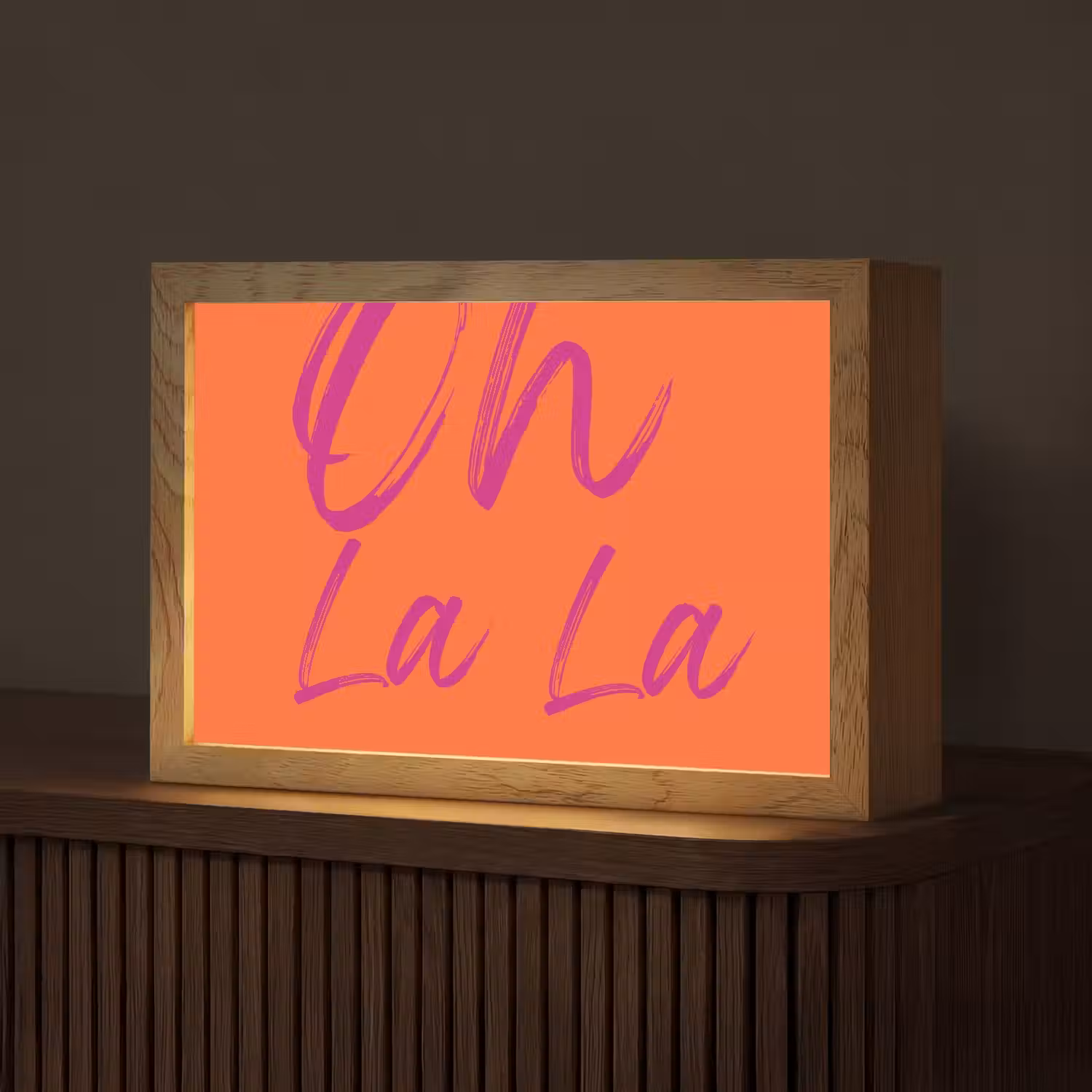 Oh la la - Oranje - Roze - Grafisch Light Box met kabel (Tafellamp) klein -z3d_website