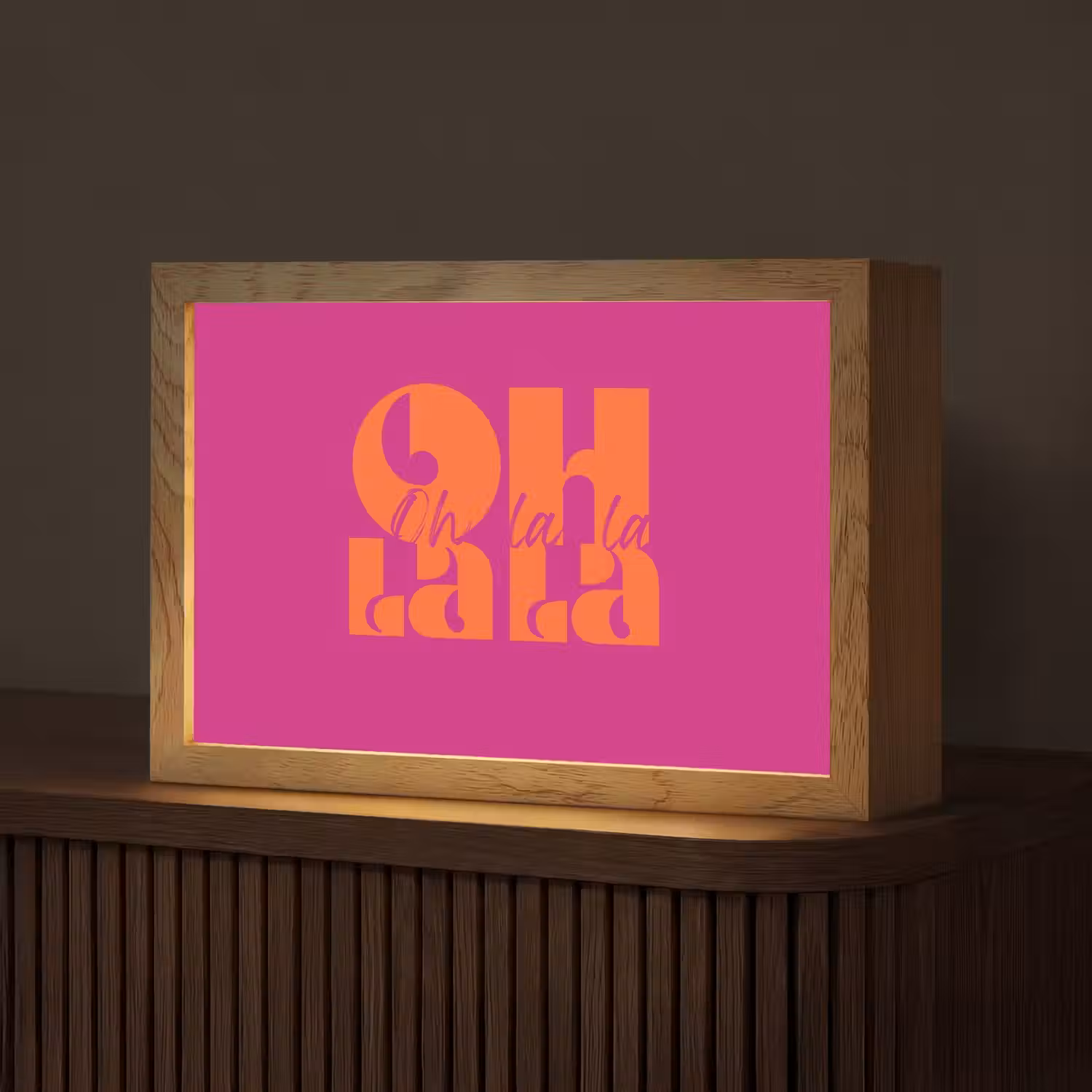 Oh la la - Roze - Oranje - Gestapelde letters Light Box met kabel (Tafellamp) klein -z3d_website