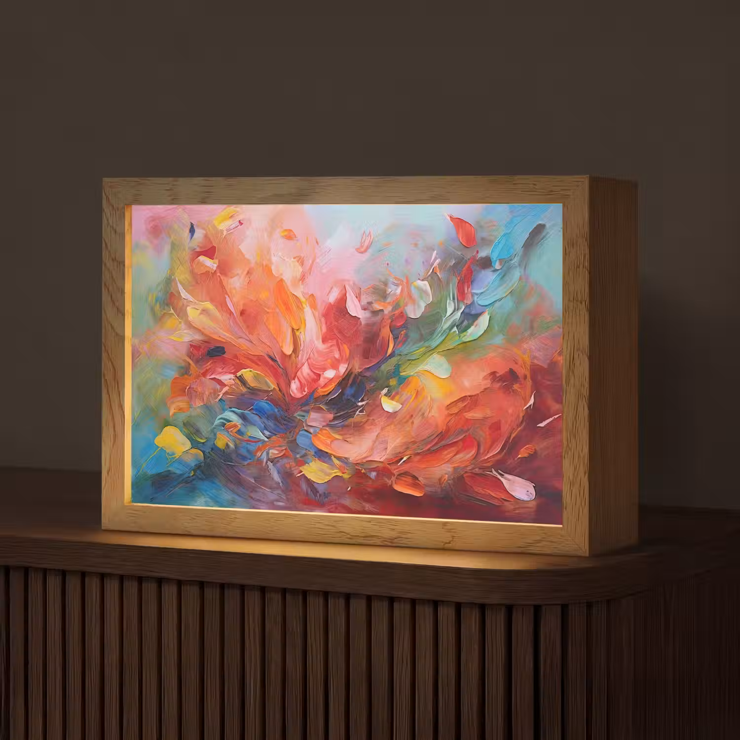 Olieverf - Kunst - Abstract - Kleurrijk Light Box met kabel (Tafellamp) klein -z3d_website