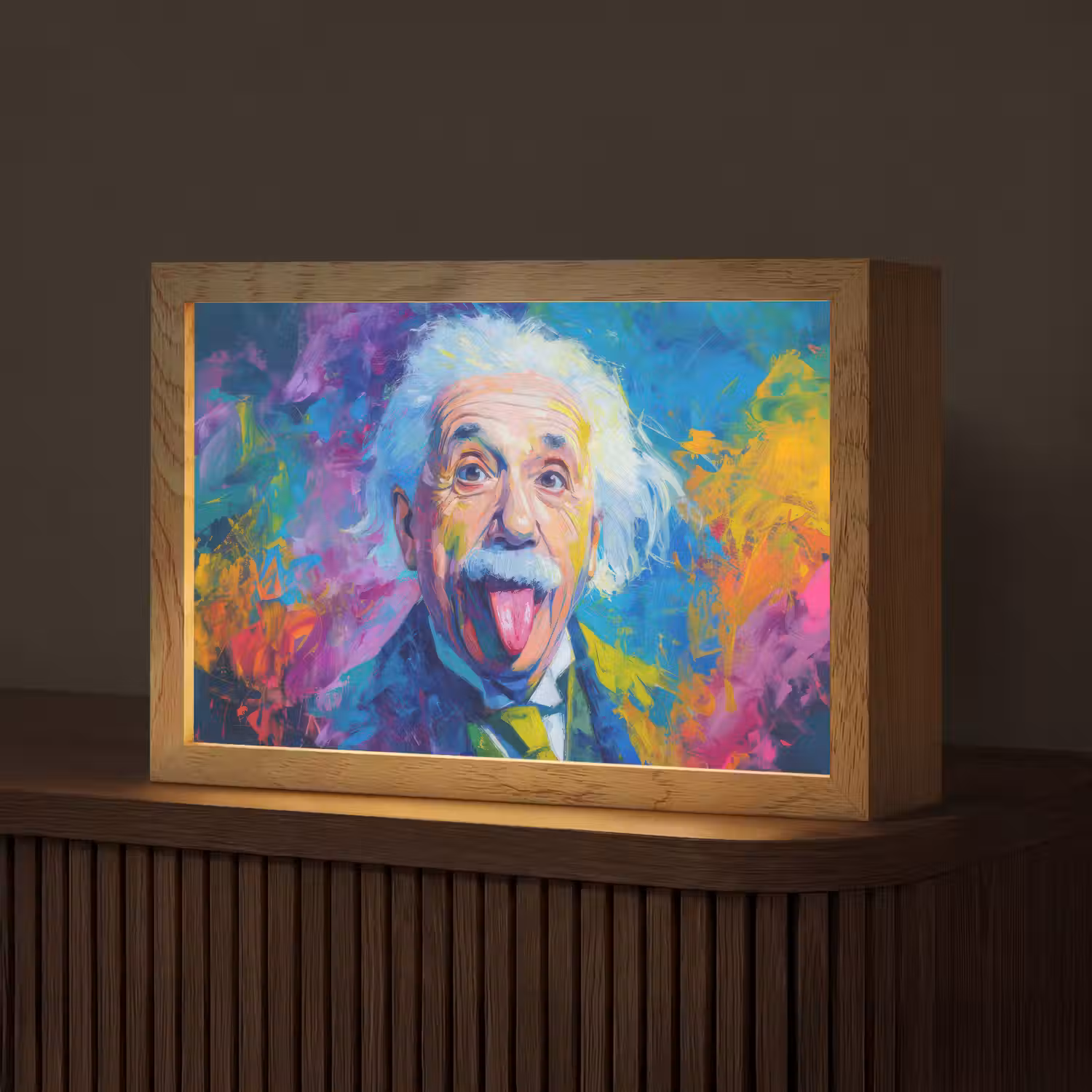 Oude man - Expressief - Kleurrijk Light Box met kabel (Tafellamp) klein -z3d_website
