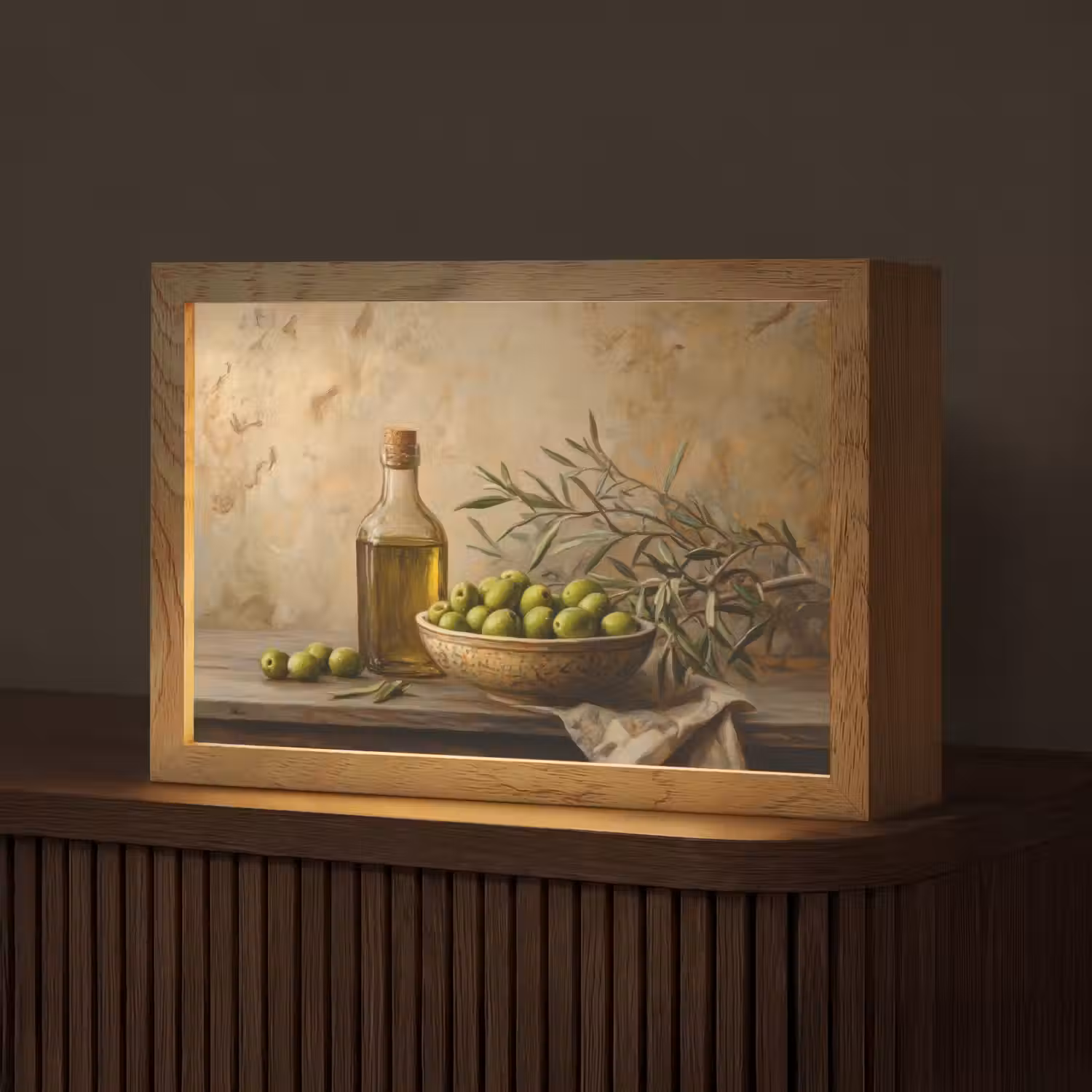 Olijven - Stilleven - Vintage Light Box met kabel (Tafellamp) klein -z3d_website