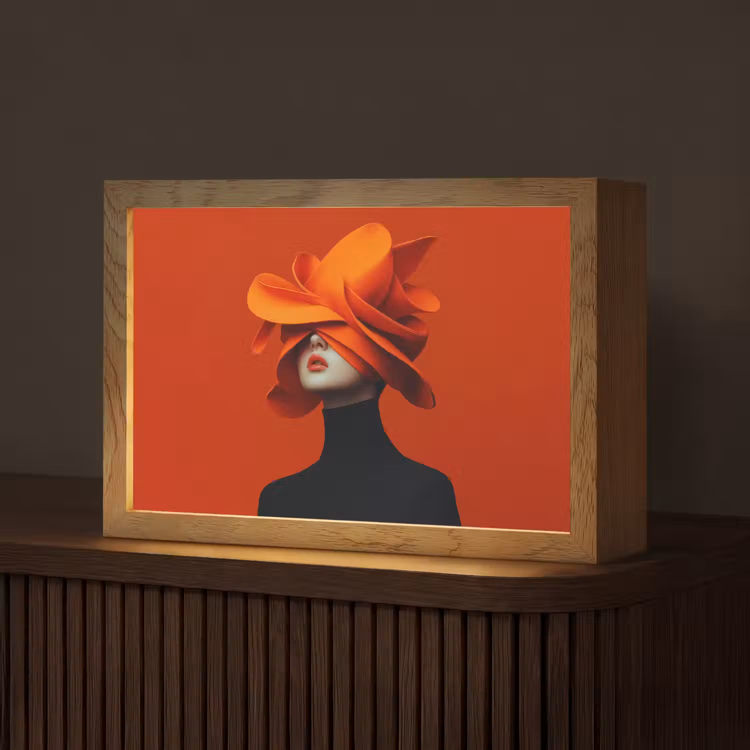 Oranje - Hoed - Vrouw Light Box met kabel (Tafellamp) klein -z3d_website