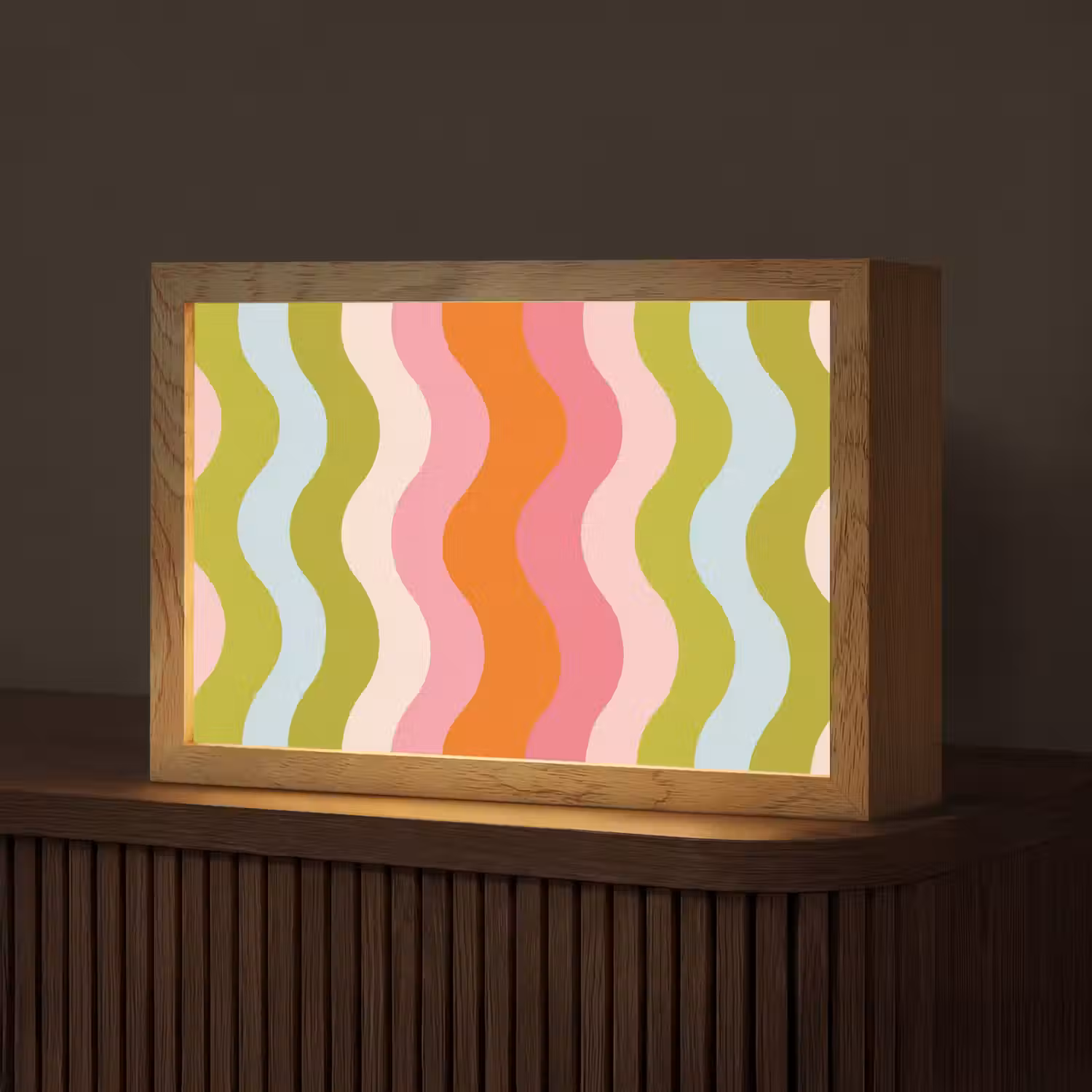 Banen - Golven - Kleurrijk - Verticaal Light Box met kabel (Tafellamp) klein -z3d_website