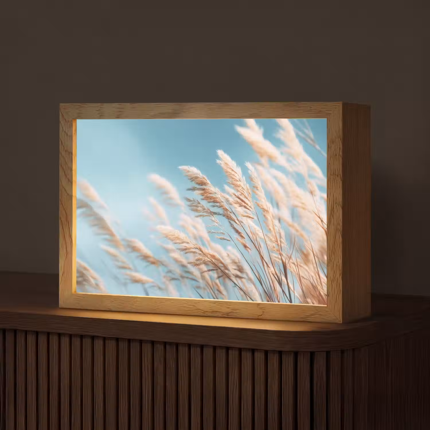 Siergras - Wind - Lichtbruin Light Box met kabel (Tafellamp) klein -z3d_website