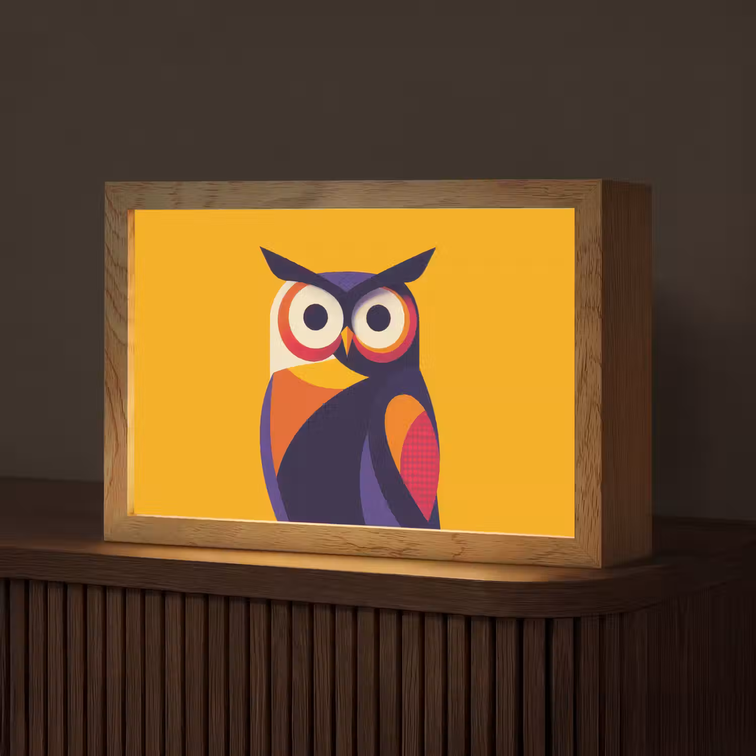 Uil - Grafisch - Kleurrijk - Ogen Light Box met kabel (Tafellamp) klein -z3d_website