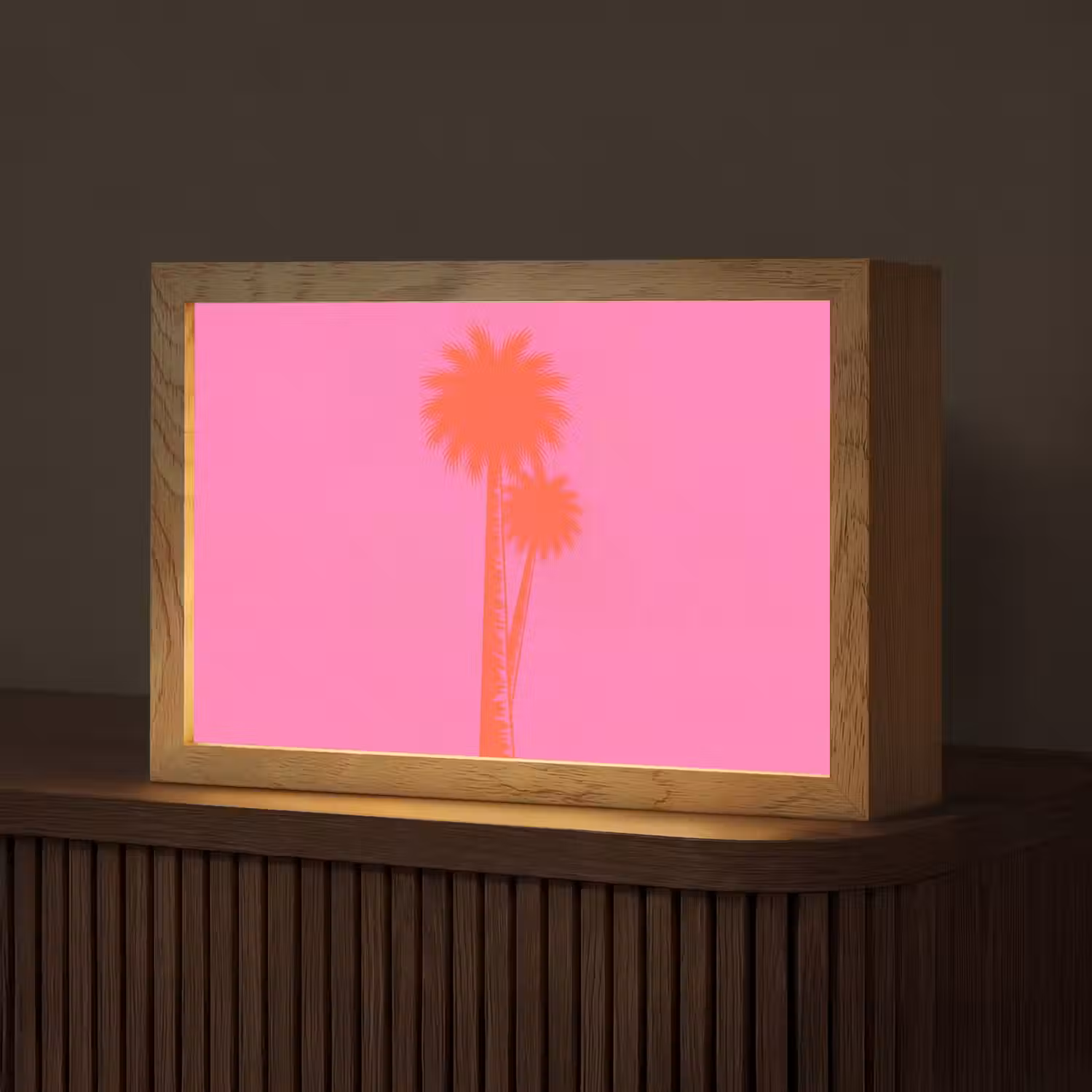 Palmbomen - Modern - Roze Light Box met kabel (Tafellamp) klein -z3d_website